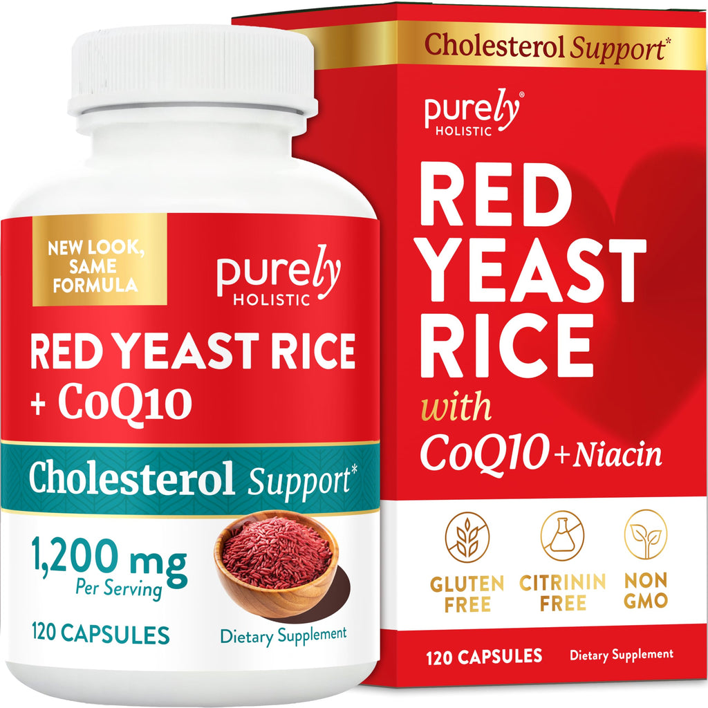 Red Yeast Rice with CoQ10 Supplement | Healthy Cholesterol Levels & Heart Health Support | Extra Strength Red Yeast Rice 1200 MG (600 MG Per Capsule) with Monakolin K