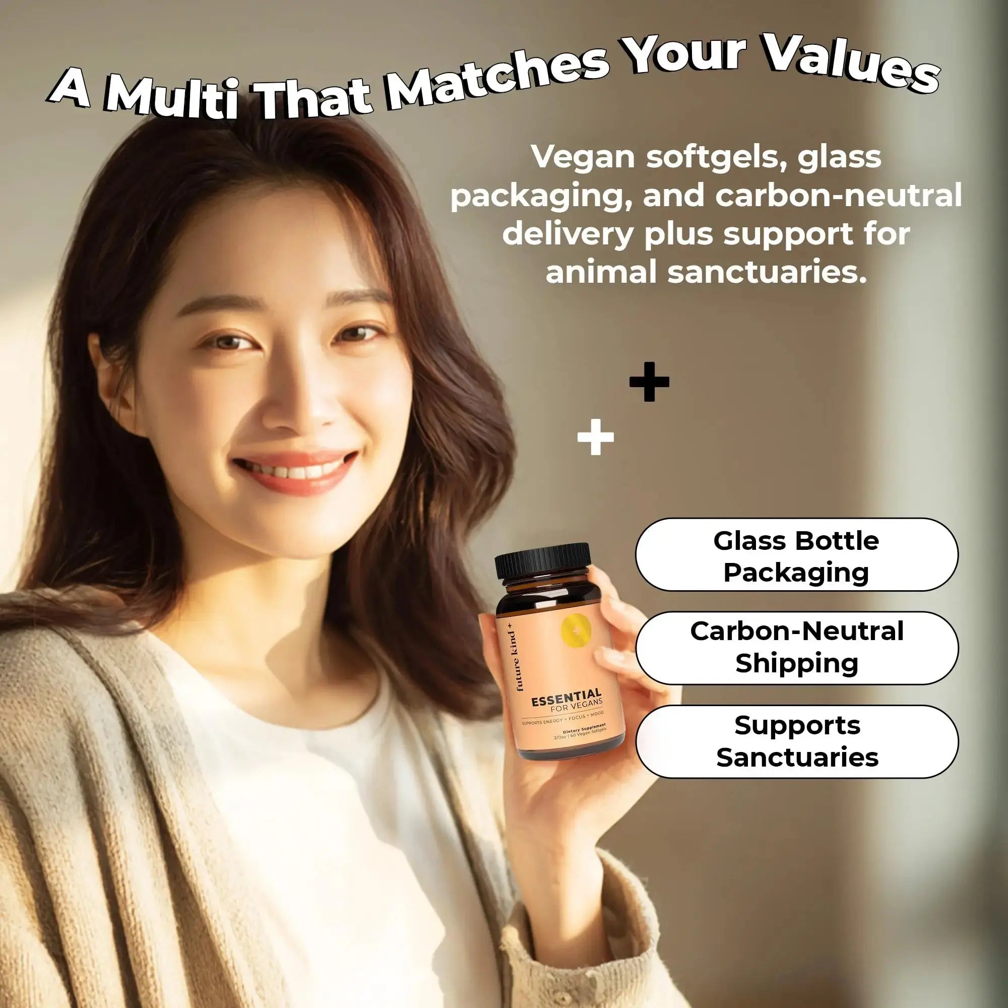 Future Kind 3 in 1 Daily Multivitamin - for Energy, Clarity, Active Wellness Support with B12, D3, and Algal Omega-3 - Essential Vegan Multivitamin for Women & Men Future Kind Au supplements