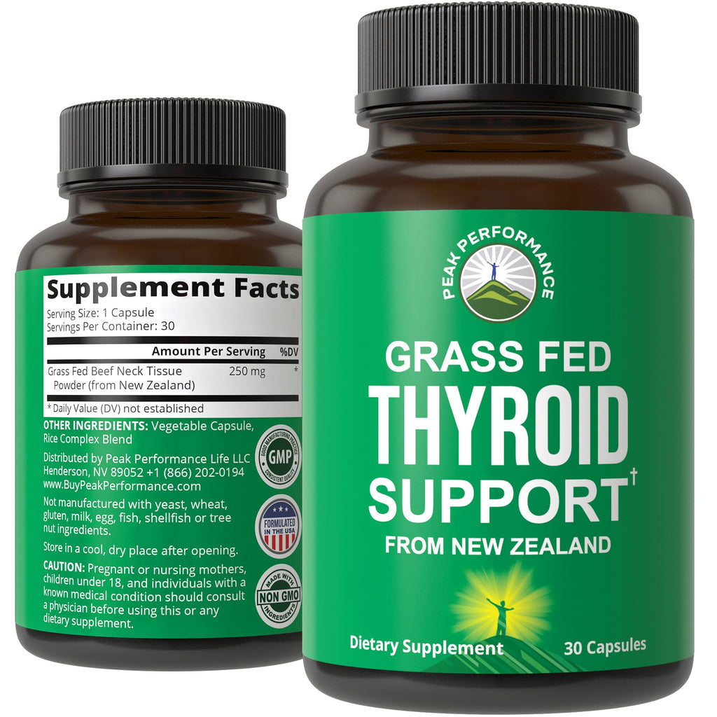 Raw Desiccated Thyroid Supplement. Grass Fed New Zealand Beef Neck & Thyroid Gland Capsules for Women and Men. Ancestral Living Ethically Sourced Bovine Supplements for Energy and Metabolism Support Peak Performance Au supplements