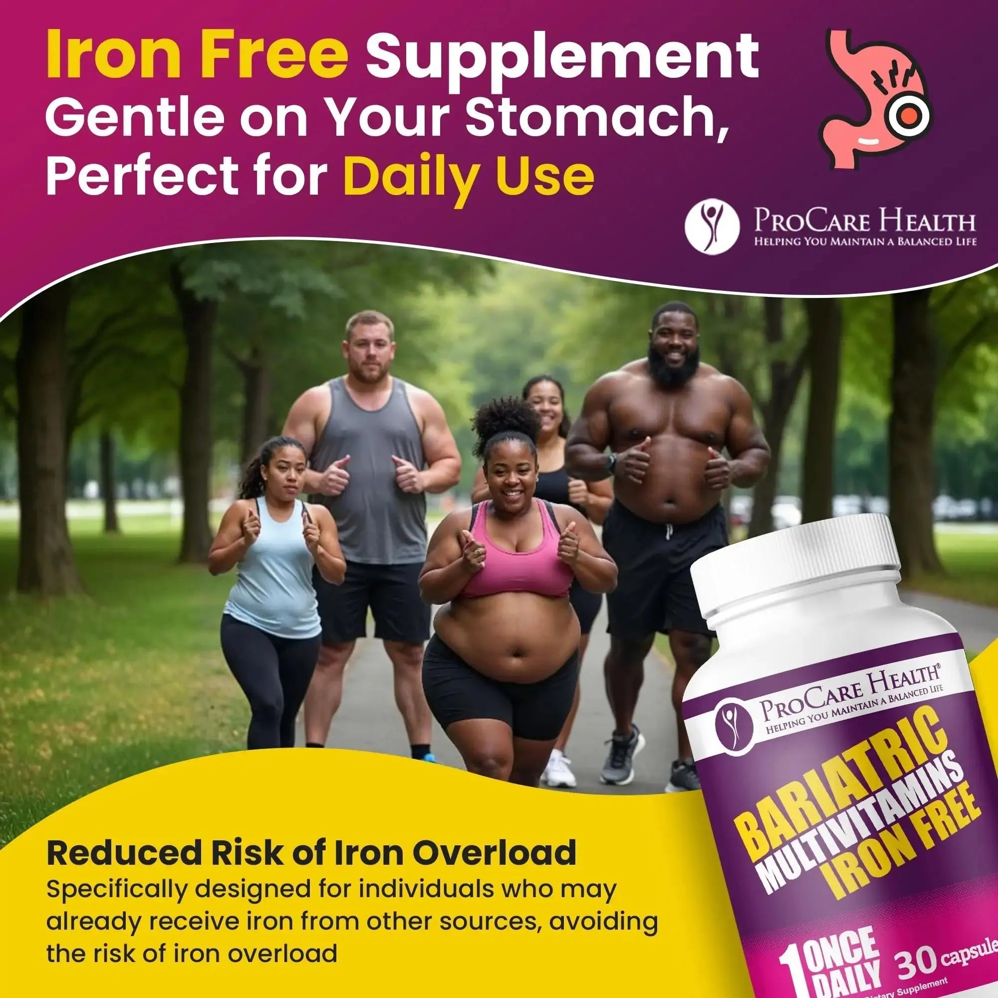 Procare Health Bariatric Multivitamin with Iron Free (30 Fast Dissolving Veggie Capsule) - Bariatric Vitamins for Gastric Sleeve & Gastric Bypass ProCare Health Au supplements