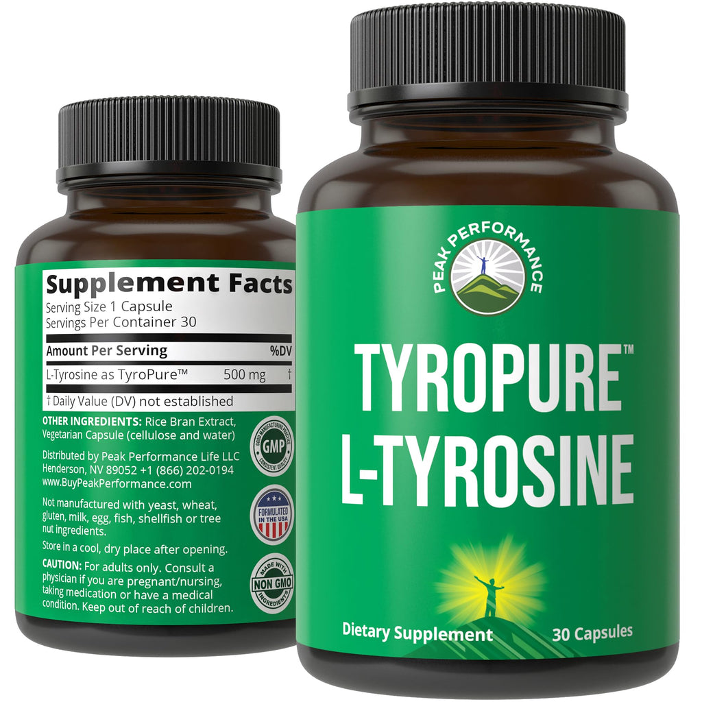 TyroPure L Tyrosine Supplement. More Bioavailable, Cleaner Version of L-Tyrosine. Vegan, Naturally Fermented 500mg Capsules for Mental Clarity, Dopamine. Mood Support for Women and Men Peak Performance Au supplements