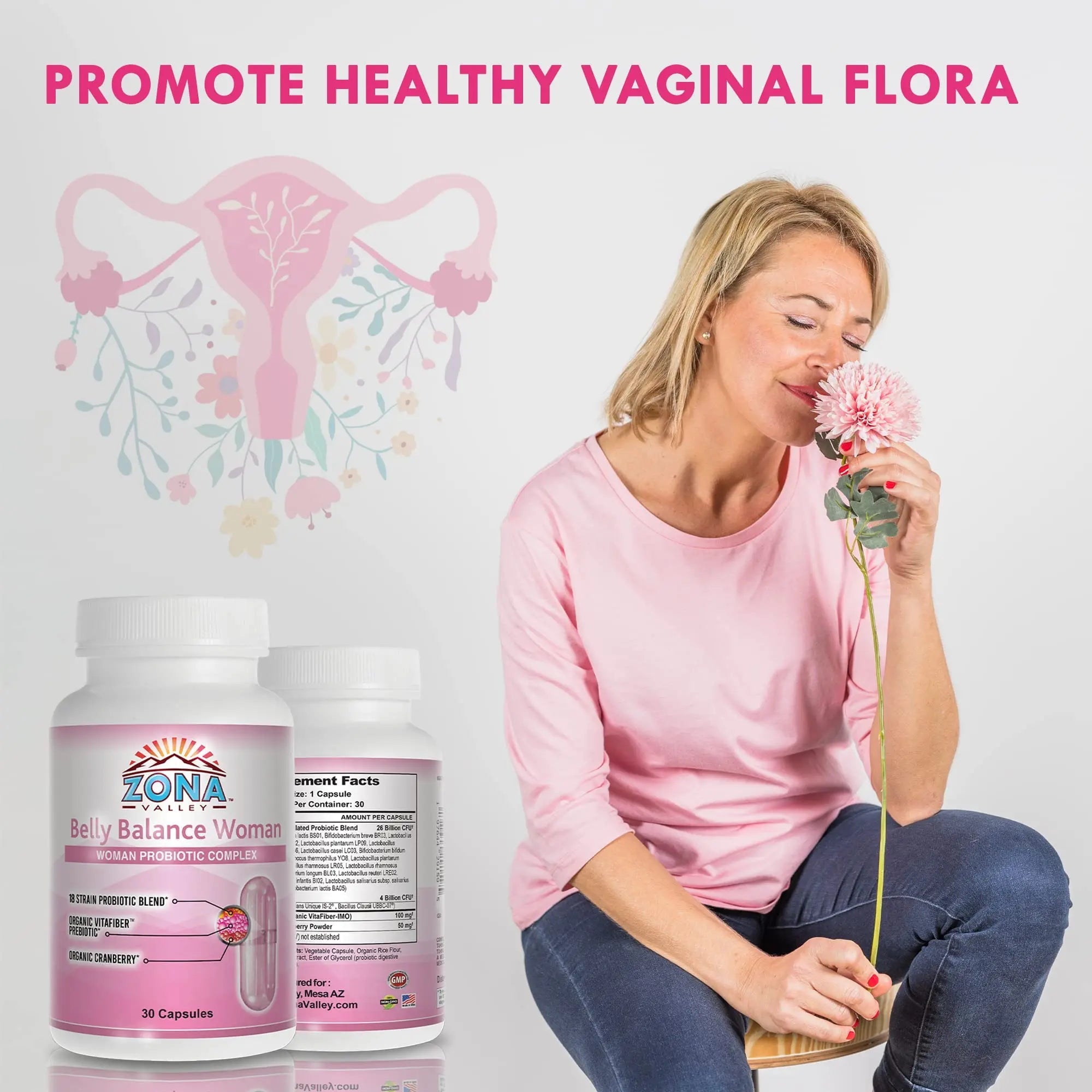 Zona Valley Belly Balance Woman 30 Capsules - Prebiotic and Microencapsulated probiotic Zona Valley Au supplements