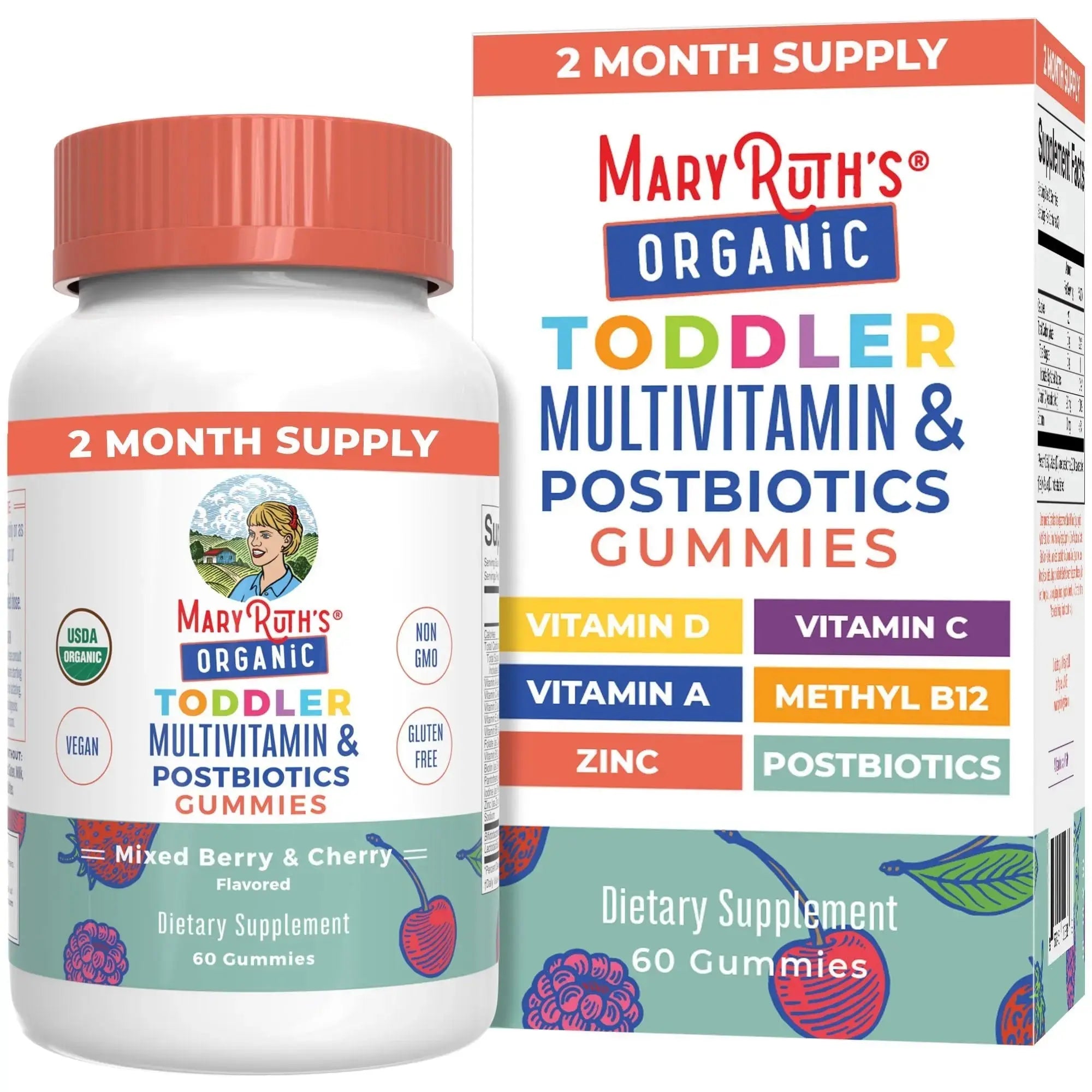 MaryRuth Organics Toddler Multivitamin Gummies + Postbiotics | USDA Organic | Vitamins for Kids Ages 2+ | Immune Support | Vitamin C | MaryRuth Organics Au supplements