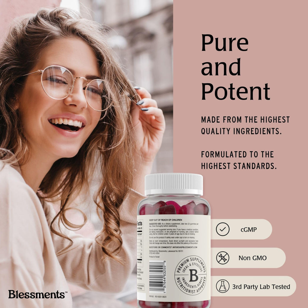 Blessments - Prebiotic Fiber Gummies for Adults & Kids with No Added Sugar- 5g (60 Count-2 Pack) High Fiber Supplement Gummies - Vegan - Keto Friendly