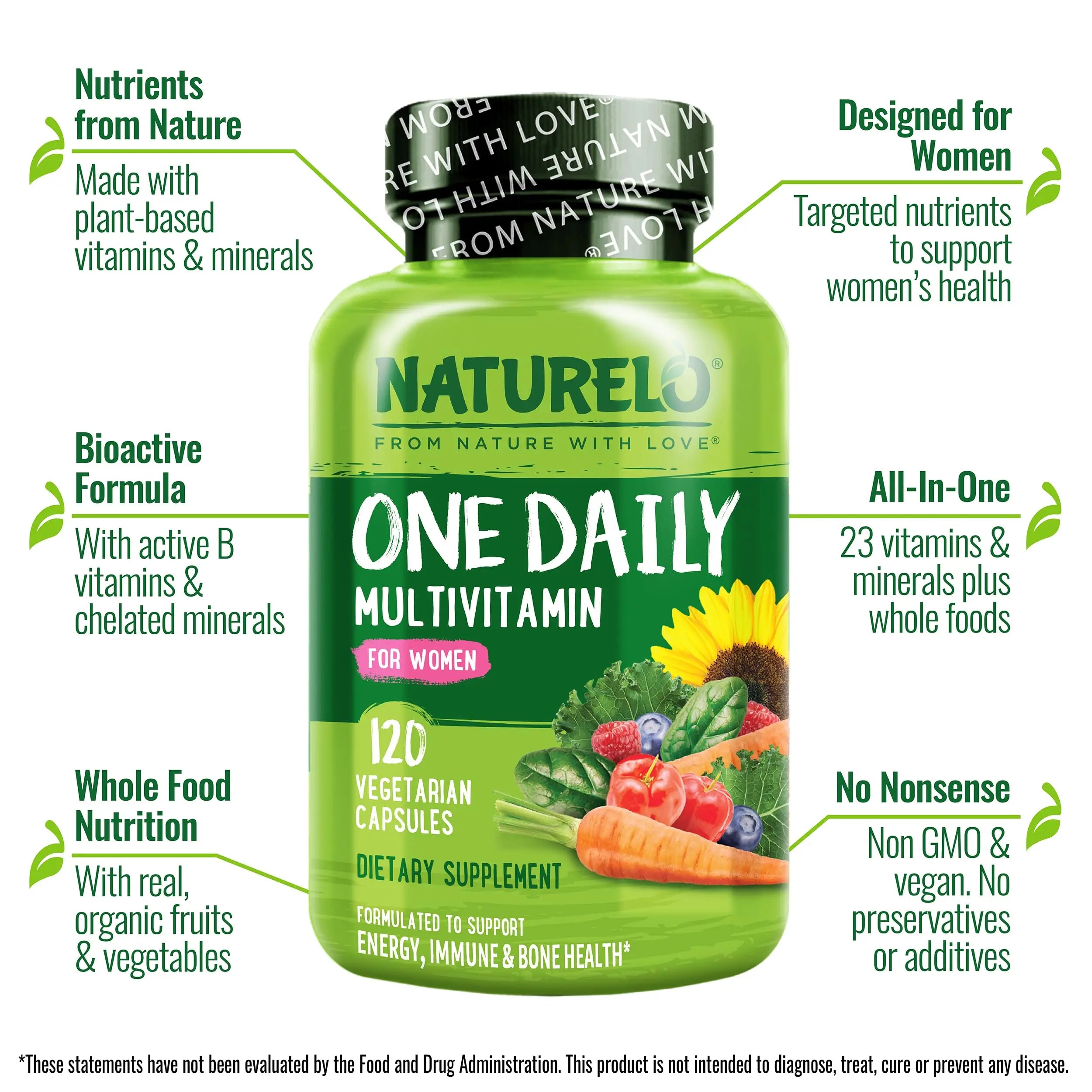 NATURELO One Daily Multivitamin for Women - Energy Support - Whole Food Supplement NATURELO Au supplements