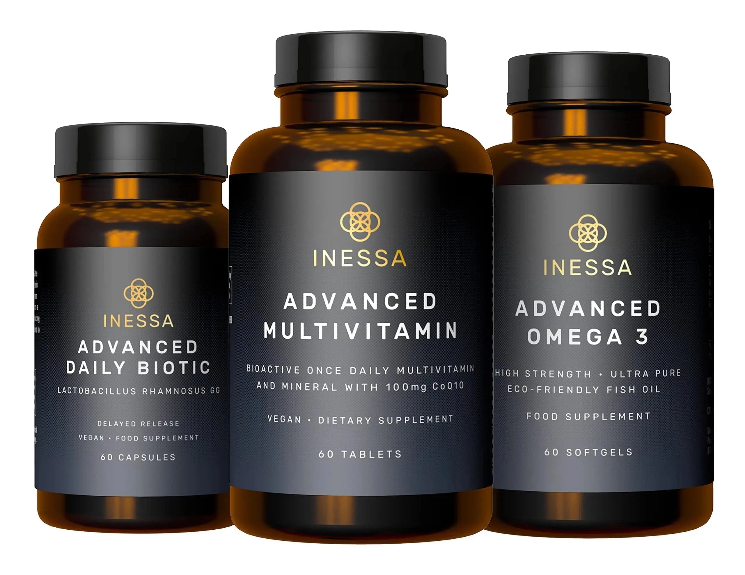Inessa Essential Wellness Bundle | Multivitamin, Probiotic & Omega 3 Produced to a Clinical Grade for Optimal Wellness for Men and Woman Inessa Au supplements