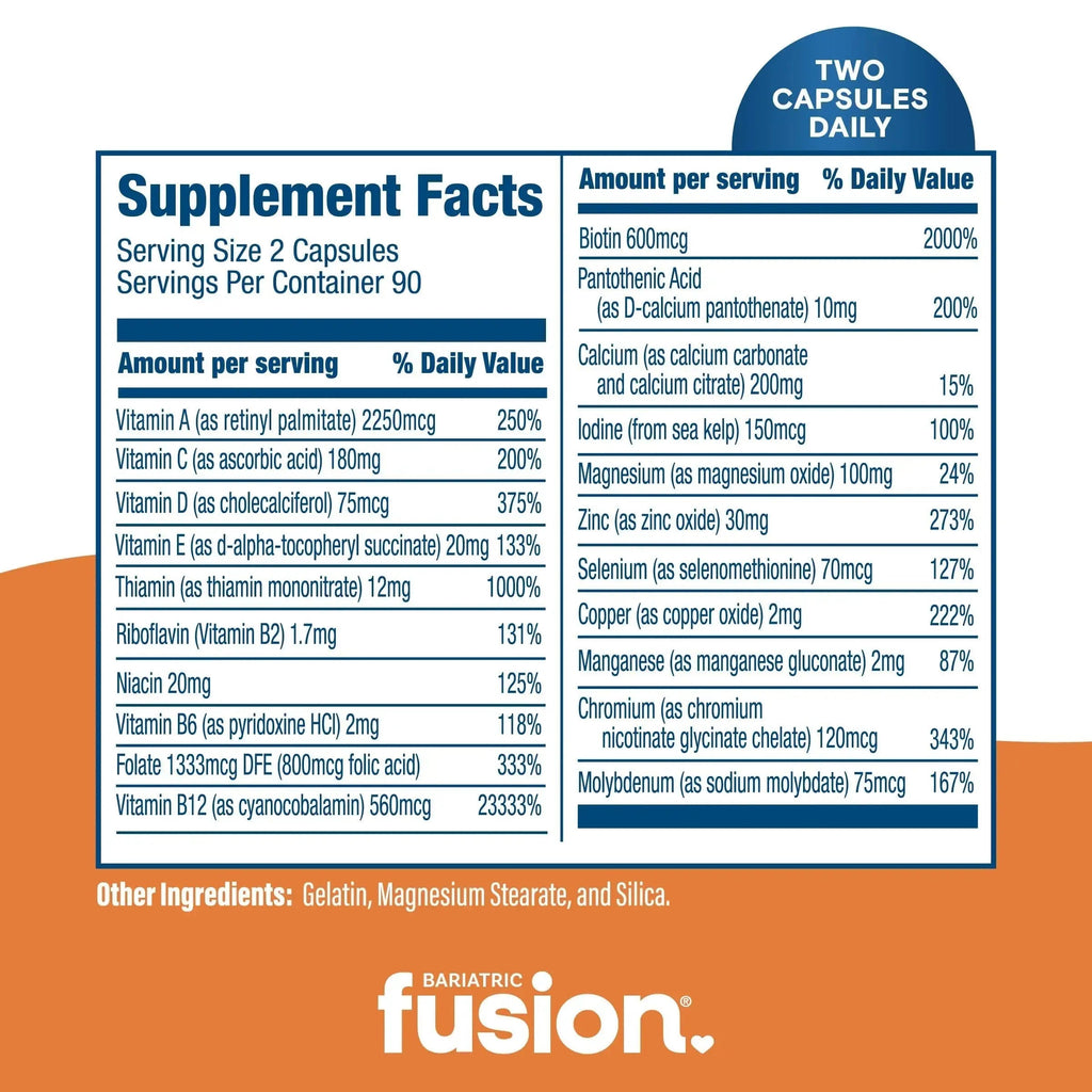 Bariatric Fusion Bariatric Multivitamin Without Iron | Post Bariatric Surgery Patients | Iron Free Bariatric Vitamin Bariatric Fusion Au supplements