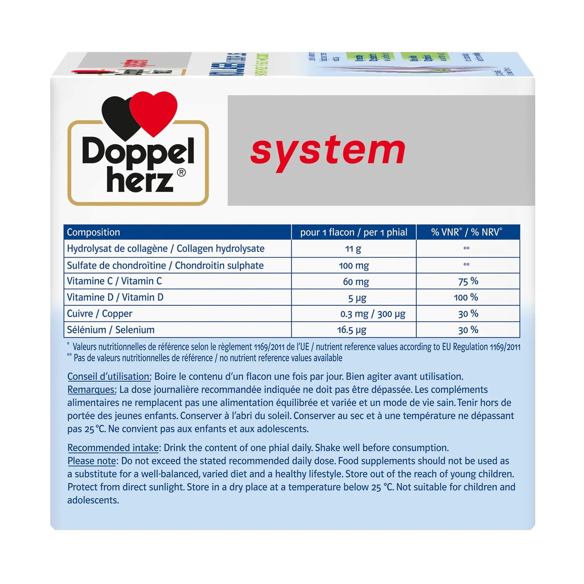 Doppelherz - Kollagen 11000 Plus - Collagen hydrolysate, chondroitin Sulphate, Vitamins C and D and Trace Elements - for Bones, cartilages and tendons - Wild Berry Flavour Liquid- 30 Bottles of 25ml Doppelherz Au supplements