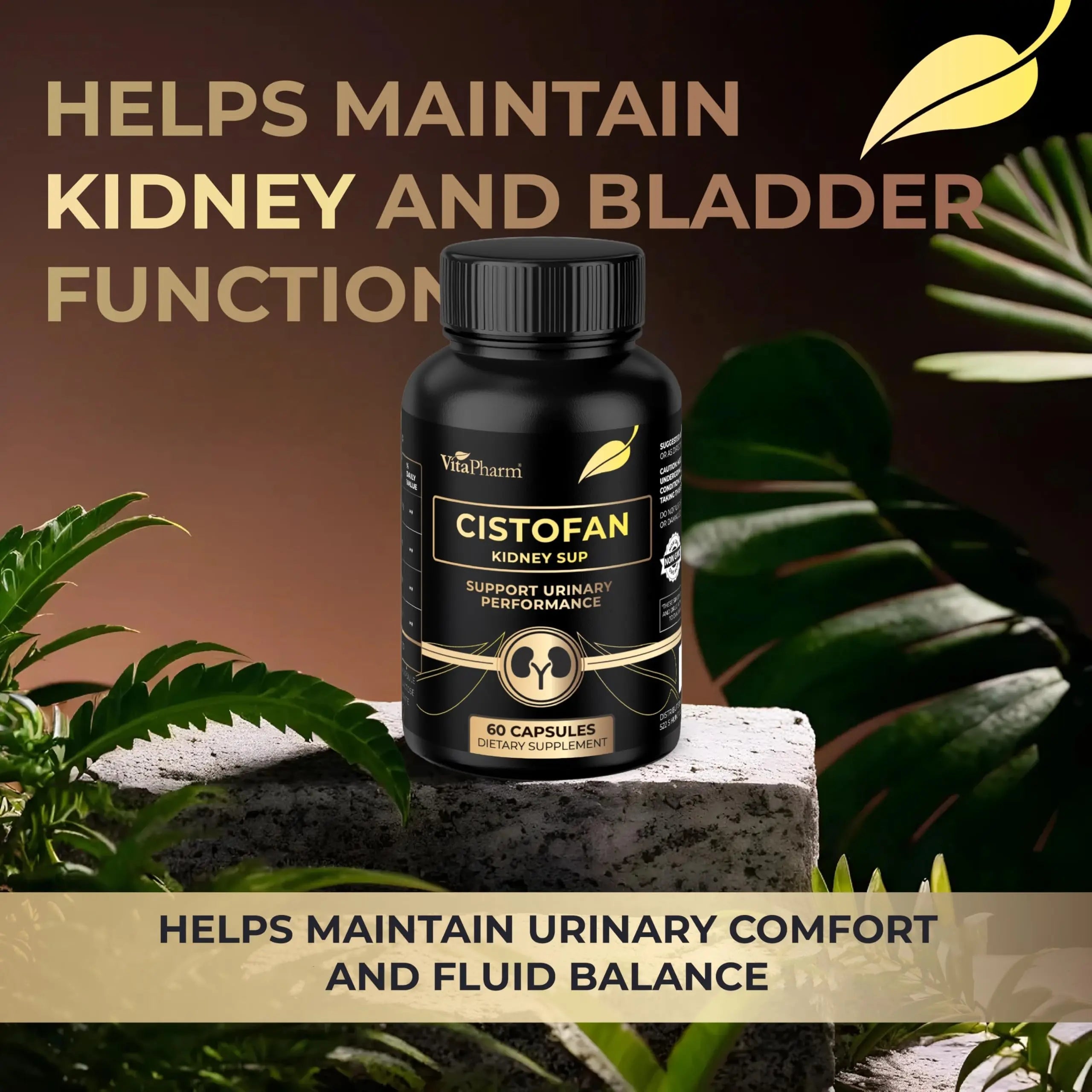 CISTOFAN Kidney Support Supplement – Herbal Formula with Java Tea, Birch Leaf, Parsley & Cranberry – Supports Urinary Tract & Kidney Function – Natural Diuresis – 60 Capsules – Non-GMO – Made in EU VitaPharm Au supplements