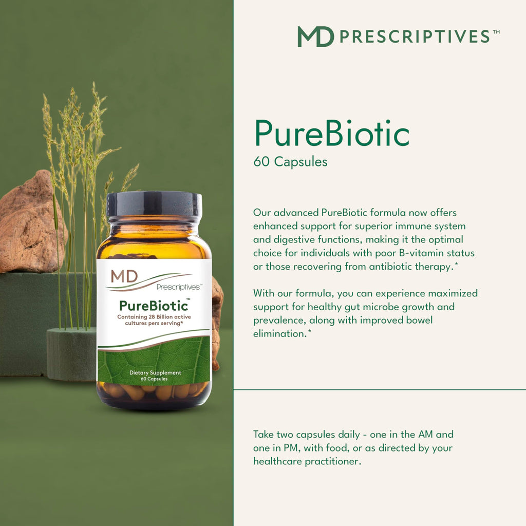 MD Prescriptives - PureBiotic - Probiotic Dietary Supplement for Digestive & Gut Health - 60 Capsules