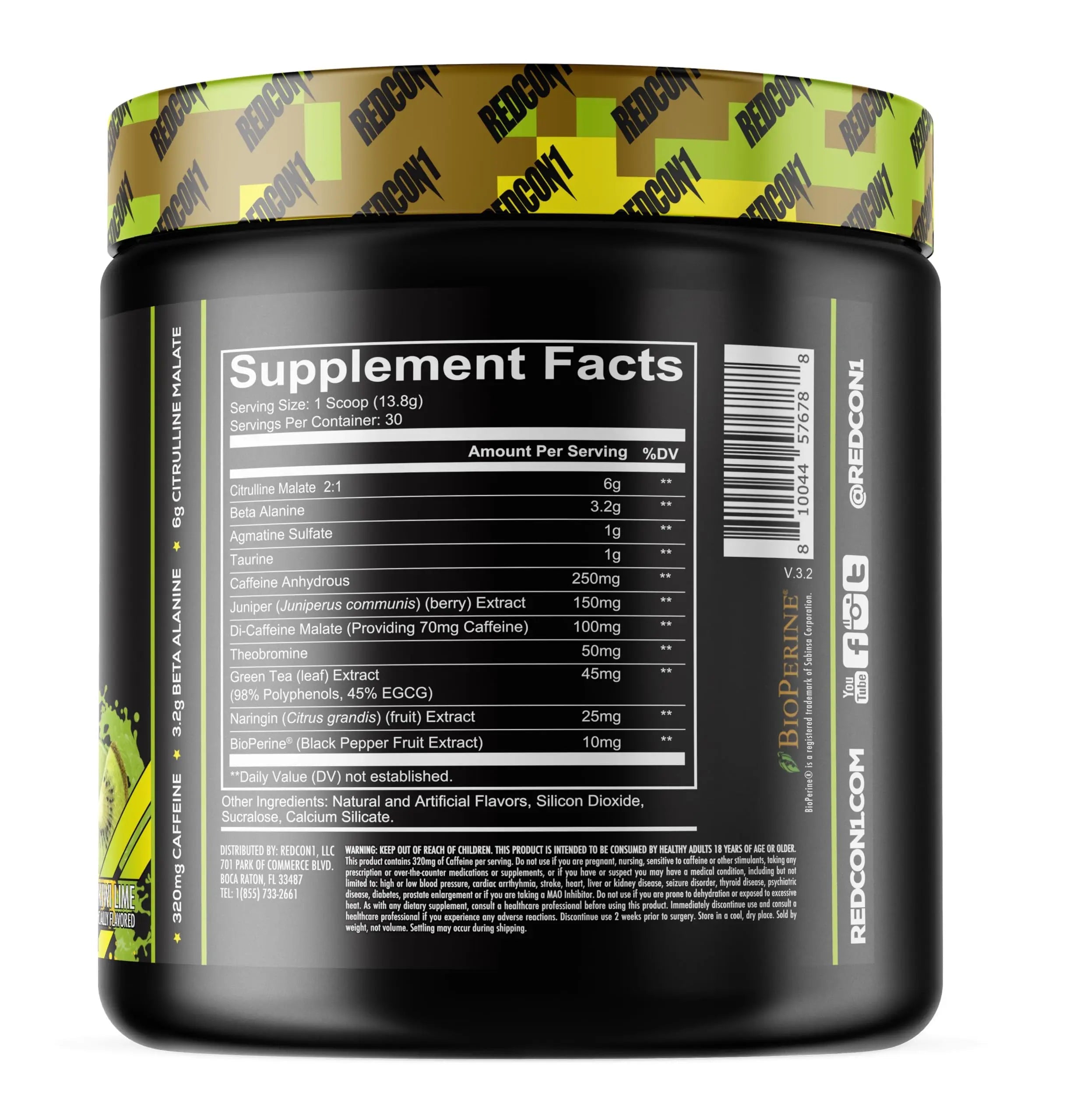 REDCON1 Total War Pre Workout Powder, Kiwi Lime - Beta Alanine + Citrulline Malate Keto REDCON1 Au supplements