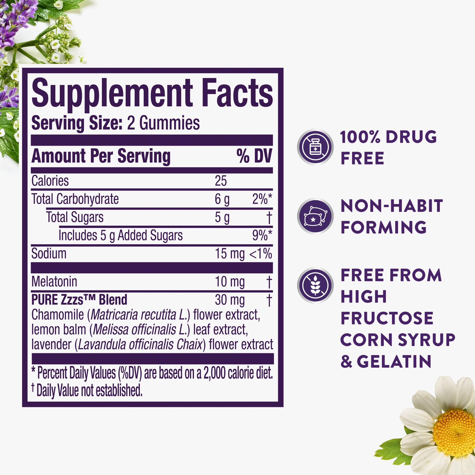 ZzzQuil Pure Zzzs Advanced Melatonin Gummies, Melatonin 10mg, Sleep Aid, with Chamomile & Lavender, Melatonin Sleep Gummies, Sleep Aids for Adults