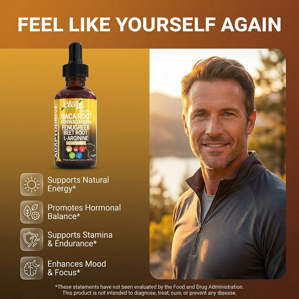 Clean Nutra Organic Maca Root Liquid Drops with Ashwagandha, Fenugreek, Beet Root and L-Arginine Liquid Multivitamin