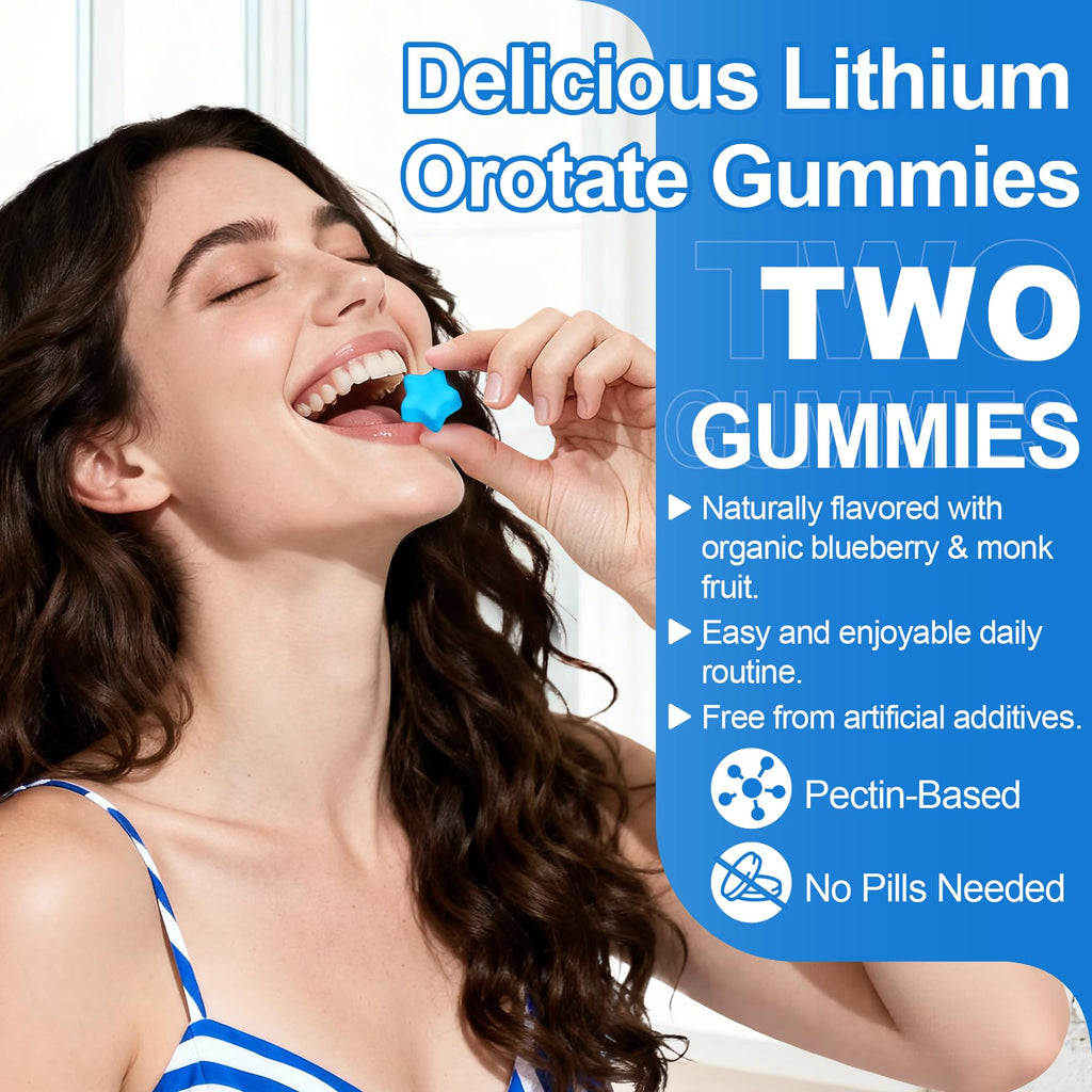 12-in-1 Lithium Orotate 5mg 10mg with Ashwagandha & L-Theanine, Lithium Orotate for Mood, Calm, Cognitive & Brain, High Bioavailability Trace Mineral, Lemon Balm