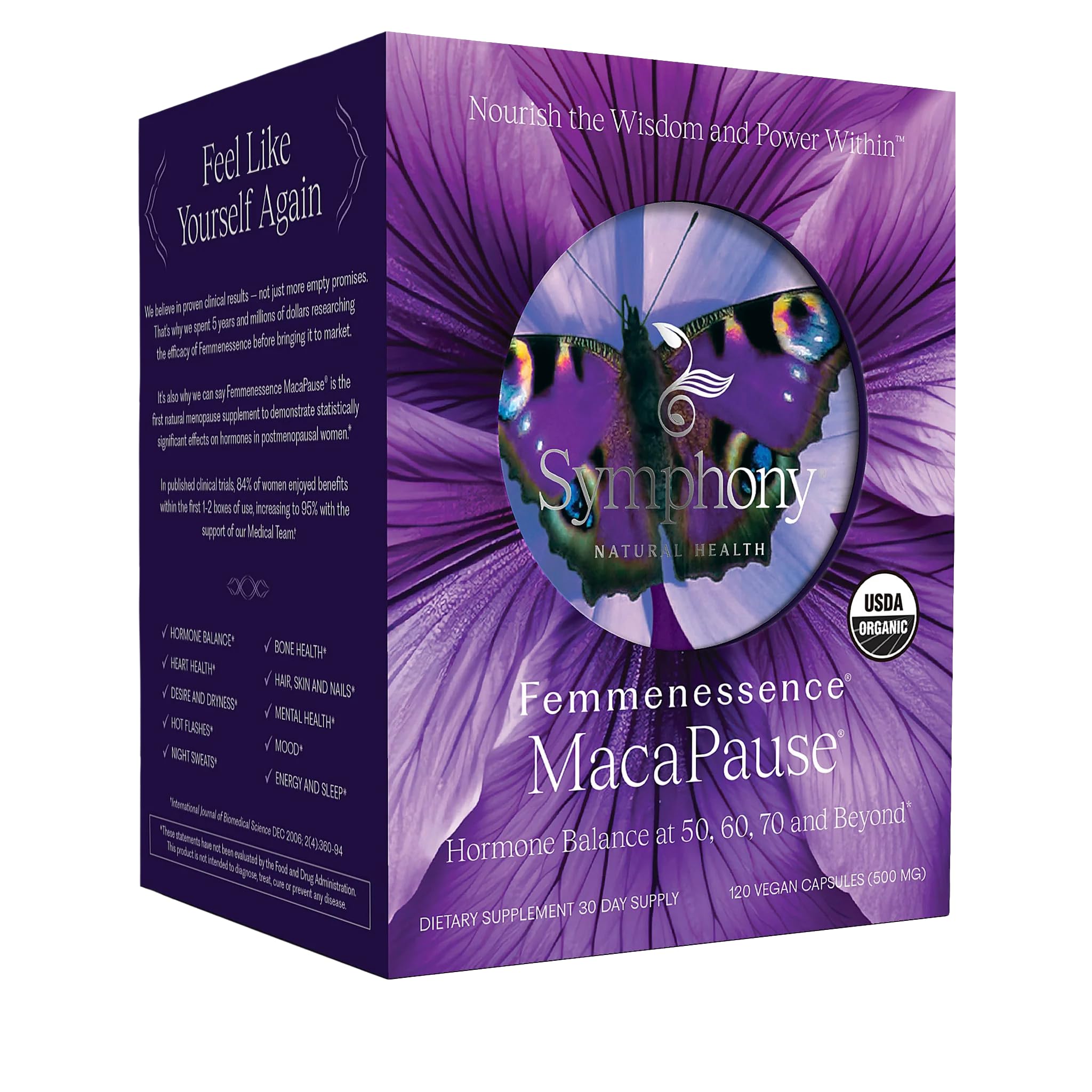 Femmenessence® MacaPause® – Clinically Proven Postmenopausal Organic Vegan Supplement for Natural Hormone Balance, Menopause Symptom Relief, Bone & Heart Health (120 Capsules, 30 Day Supply) Natural Health International Au supplements