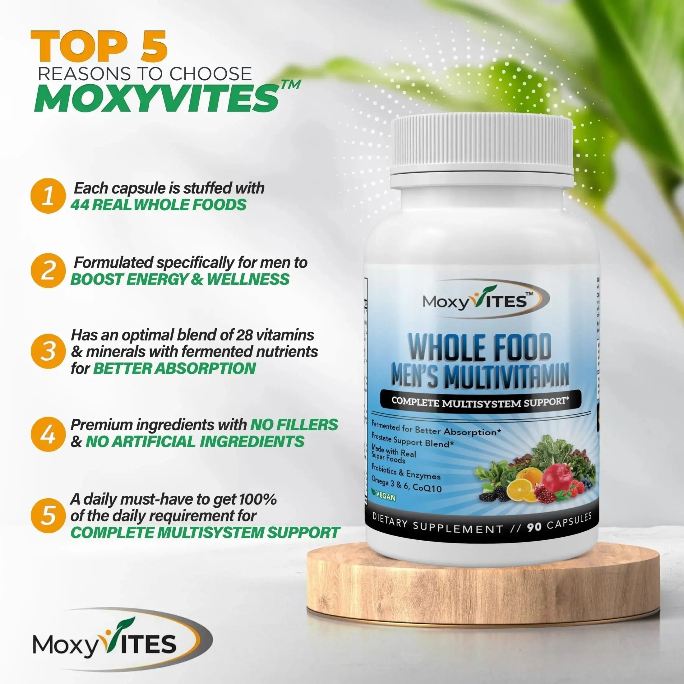 Methylated Mens Multivitamins - Daily Mens Vitamins with 44 Organic Whole Food - Multivitamin for Men with Iron & Fermented Nutrients MoxyVites Au supplements