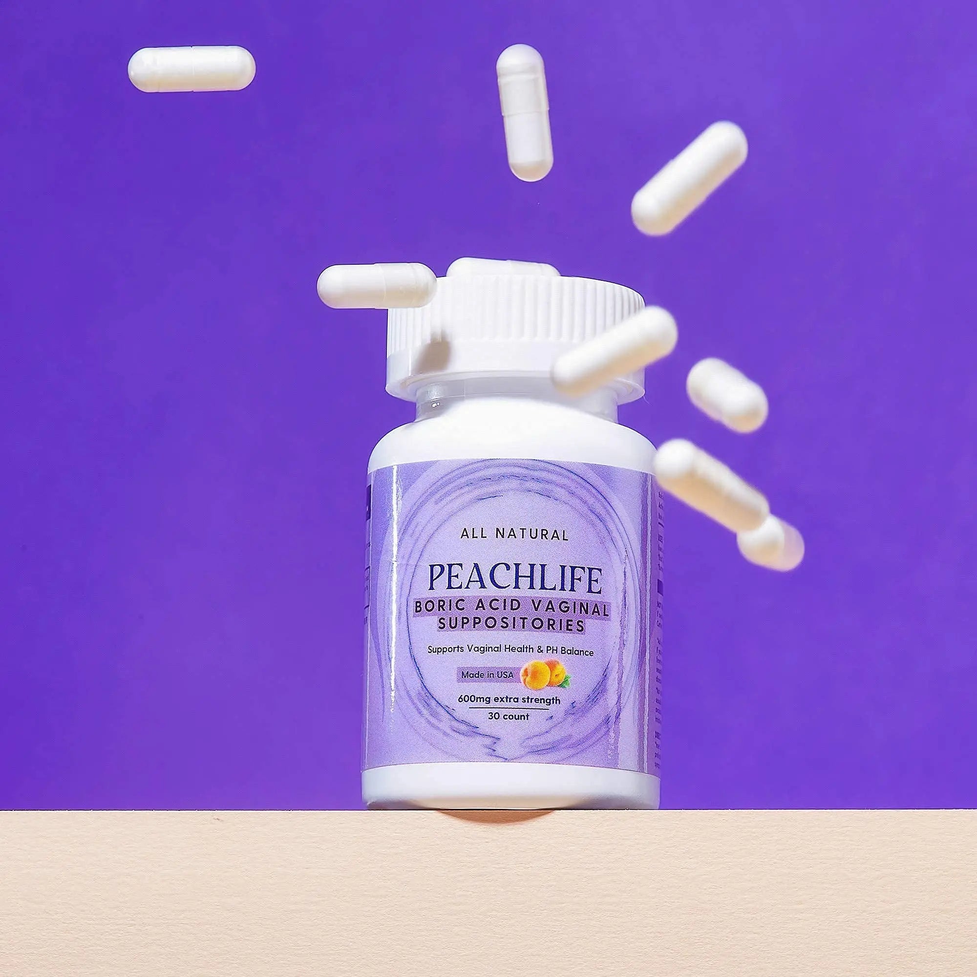 Peachlife Boric Acid Suppositories and Small Soft Menstrual Cup with Ring Pull Peachlife Au supplements