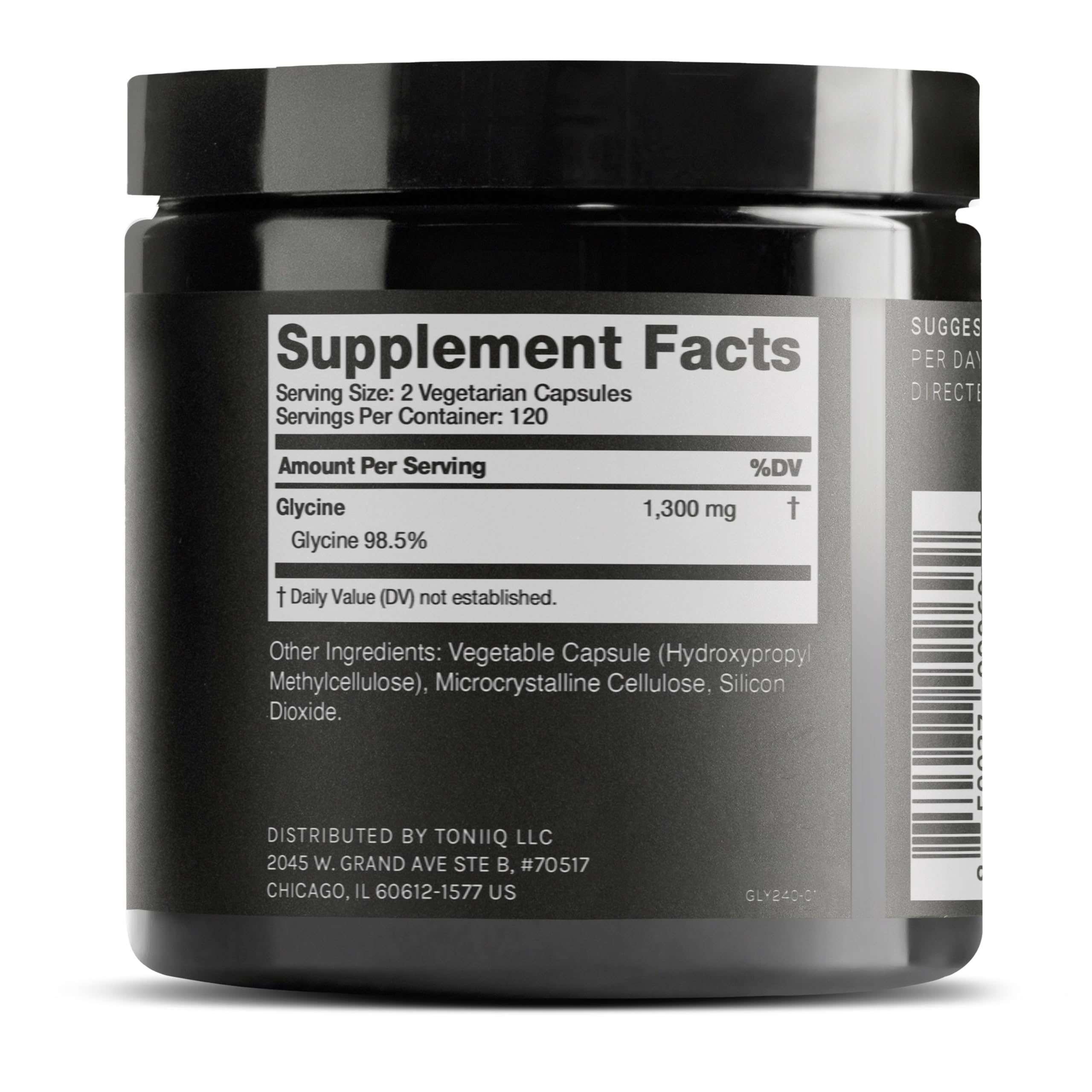Toniiq 1300mg Glycine Supplements - 4 Month Supply - Min. 98.5%+ Tested Purity - Ultra High Strength and Bioavailable Glycine Powder Supplement - 240 Vegetarian Glycine Capsules - 120 Servings Toniiq Au supplements