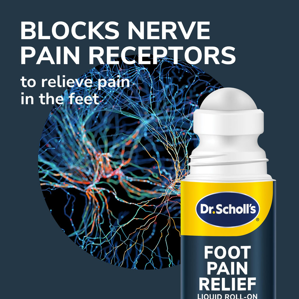 Dr. Scholl's Foot Pain Relief Liquid ROLL-ON, 3.0 oz // Clinically Tested 12-Hour Pain Relief - Penetrates Tough Nerve Pain - Works in 5 Minutes - Non-Greasy - with Lidocaine & Menthol Dr. Scholl's Au supplements
