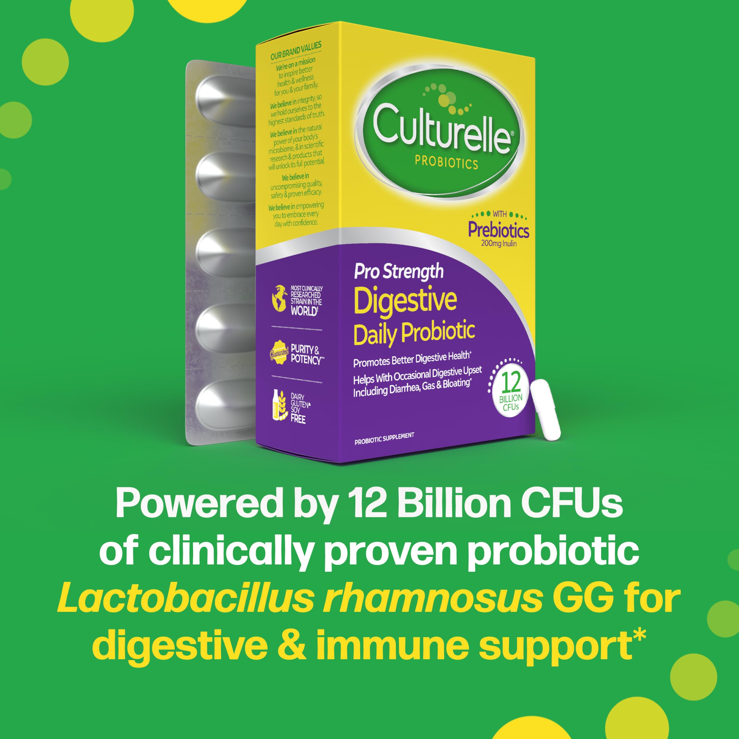 Culturelle Pro Strength Daily Probiotics For Digestive Health (2 Month Supply) with Prebiotics for Women & Men, Supports Occasional Diarrhea