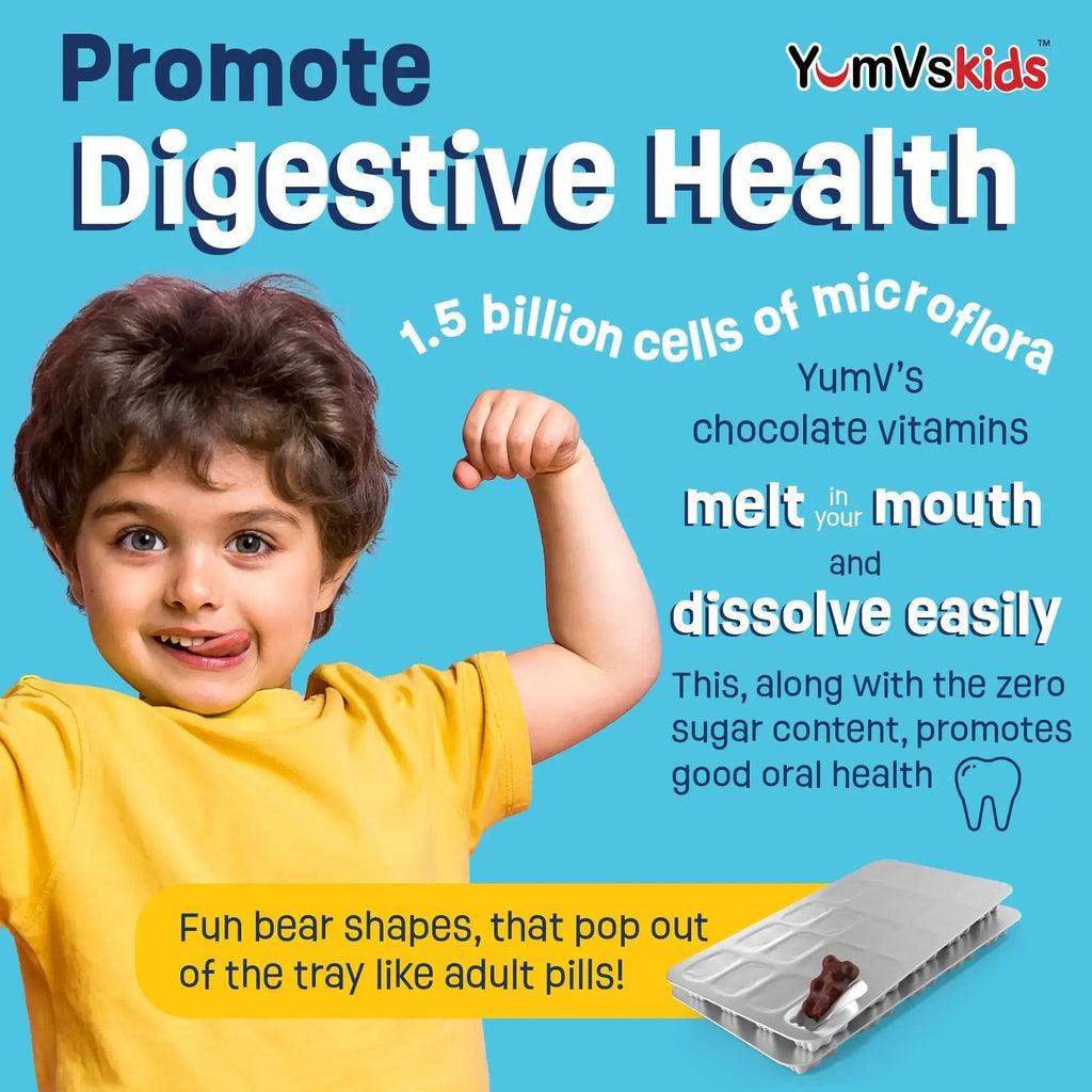 YUM-V'S Probiotics & Multivitamin Bundle for Kids – Probiotic with Prebiotic Fiber Chocolate Bears + Multivitamin & Multimineral with Iron Chewables – Digestive, Immune & Overall Health Support YUM-V'S Au supplements