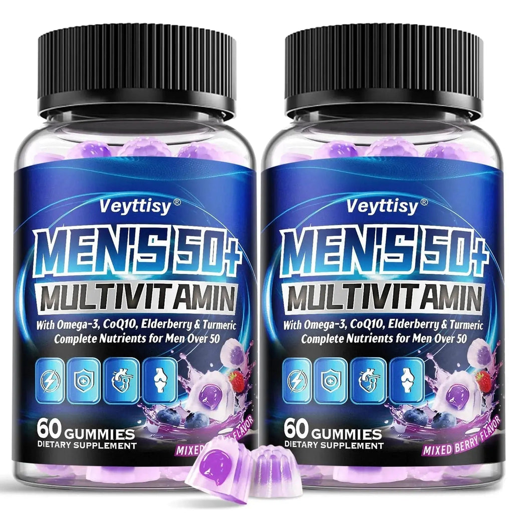 Sugar Free Multivitamin Gummies for Men 50 Plus - Methylated Multivitamin with Omega-3, CoQ10, Elderberry & Turmeric Veyttisy Au supplements