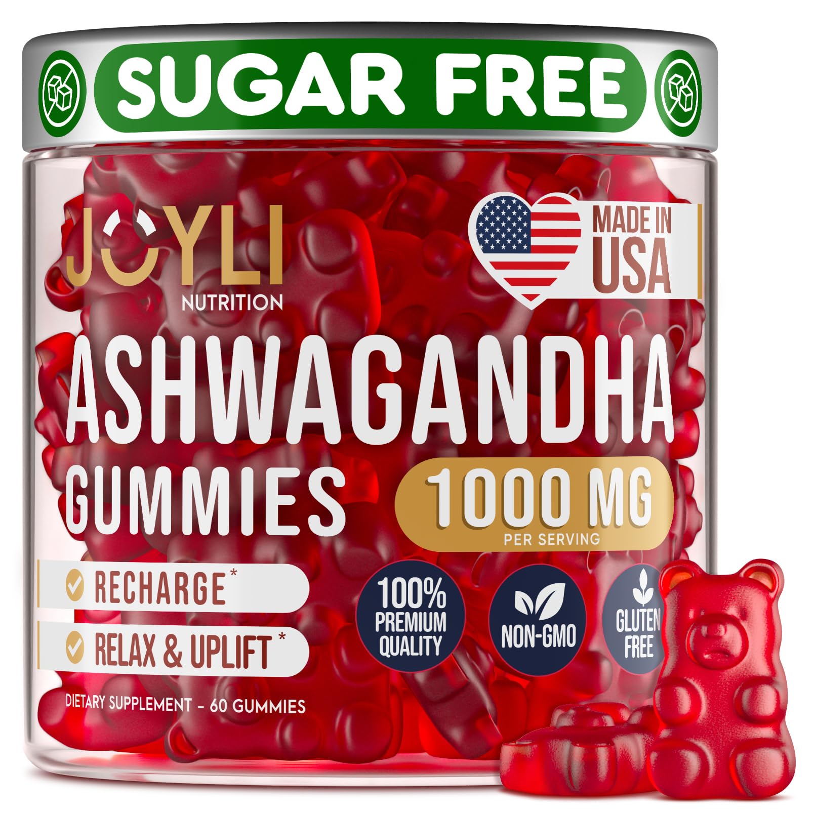 Ashwagandha Gummies for Women & Men - Natural Calm Gummies with Ashwagandha Root Extract Vitamin C Zinc - Ashwagandha Herbal Supplement for Sleep Stress Balance - 60 Vegan Sugar Free Chews JOYLI Nutrition Au supplements
