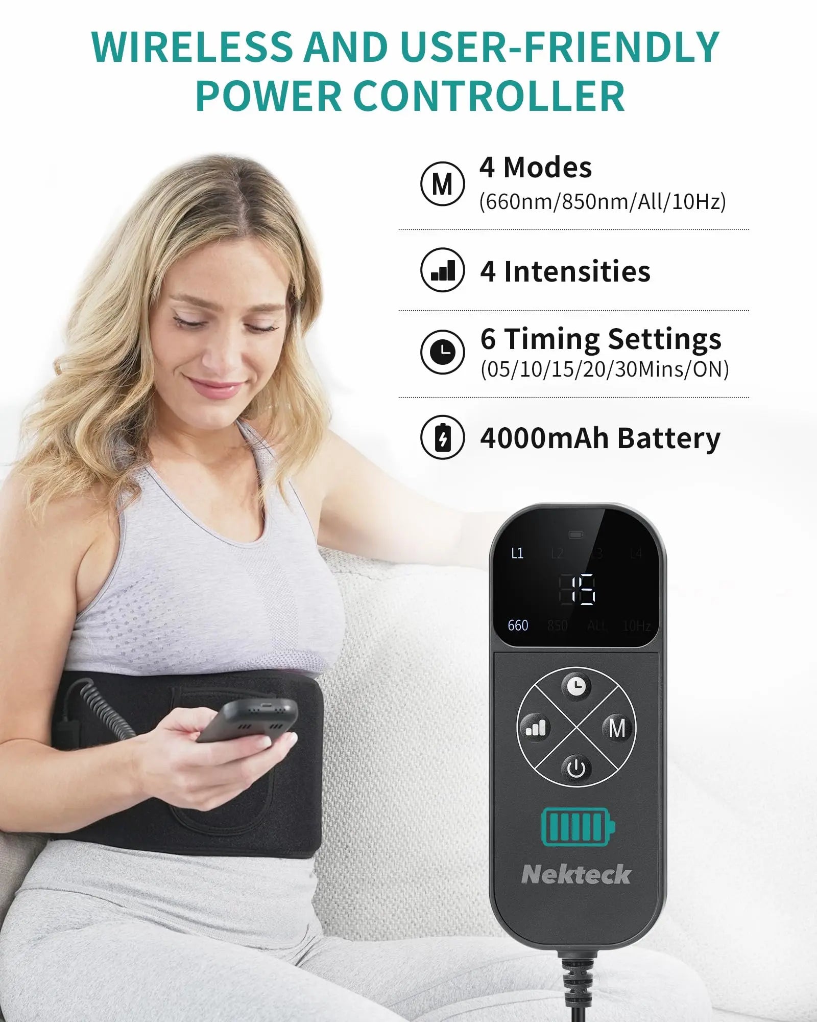 Nekteck Red Light Therapy Belt for Body, Wireless Near-Infrared Light Pad for Pain Relief, Inflammation Nekteck Au supplements