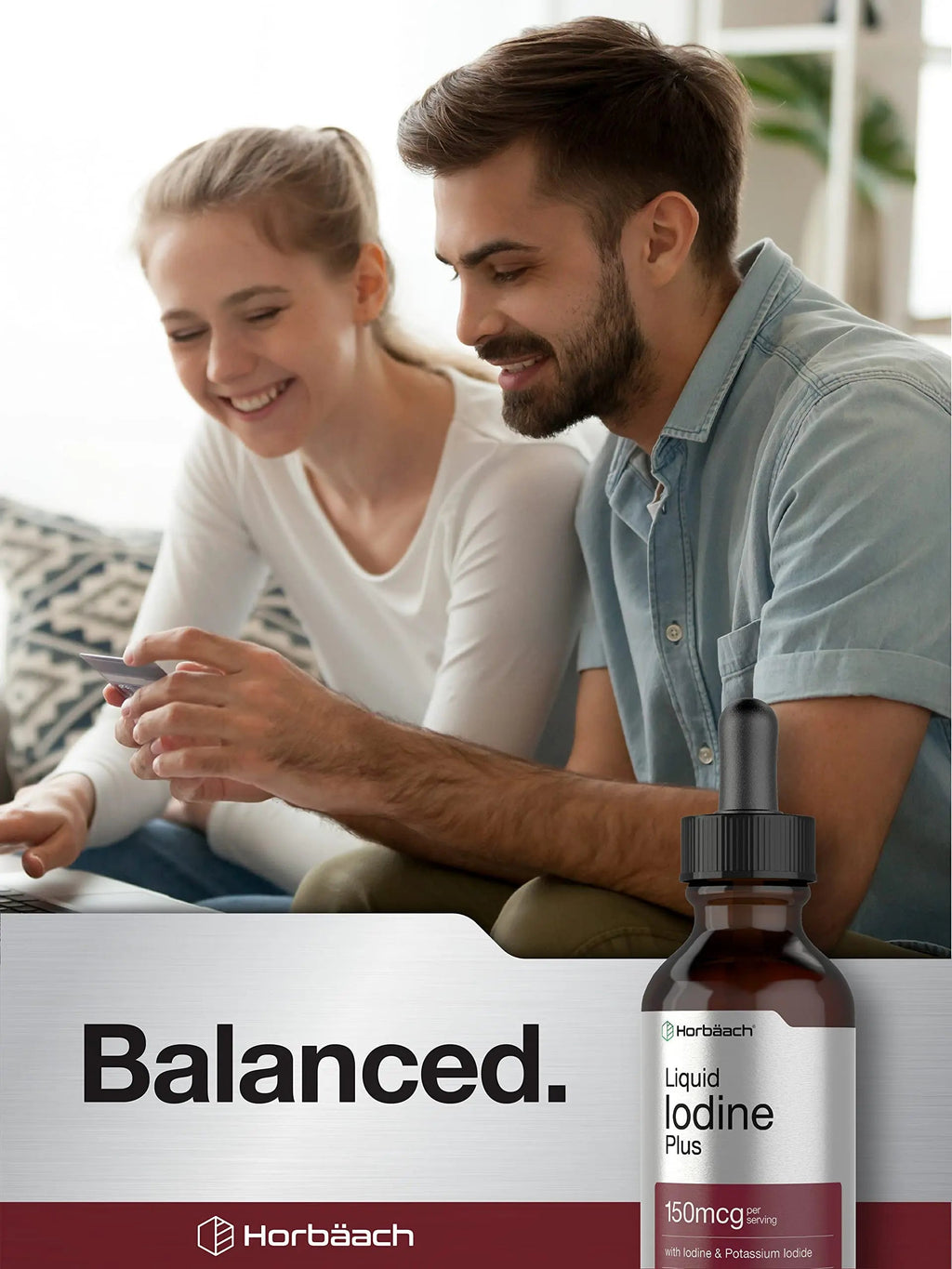 Liquid Iodine Solution Drops | 2 fl oz | 150 mcg | Iodine & Potassium Iodide Supplement Horbäach Au supplements