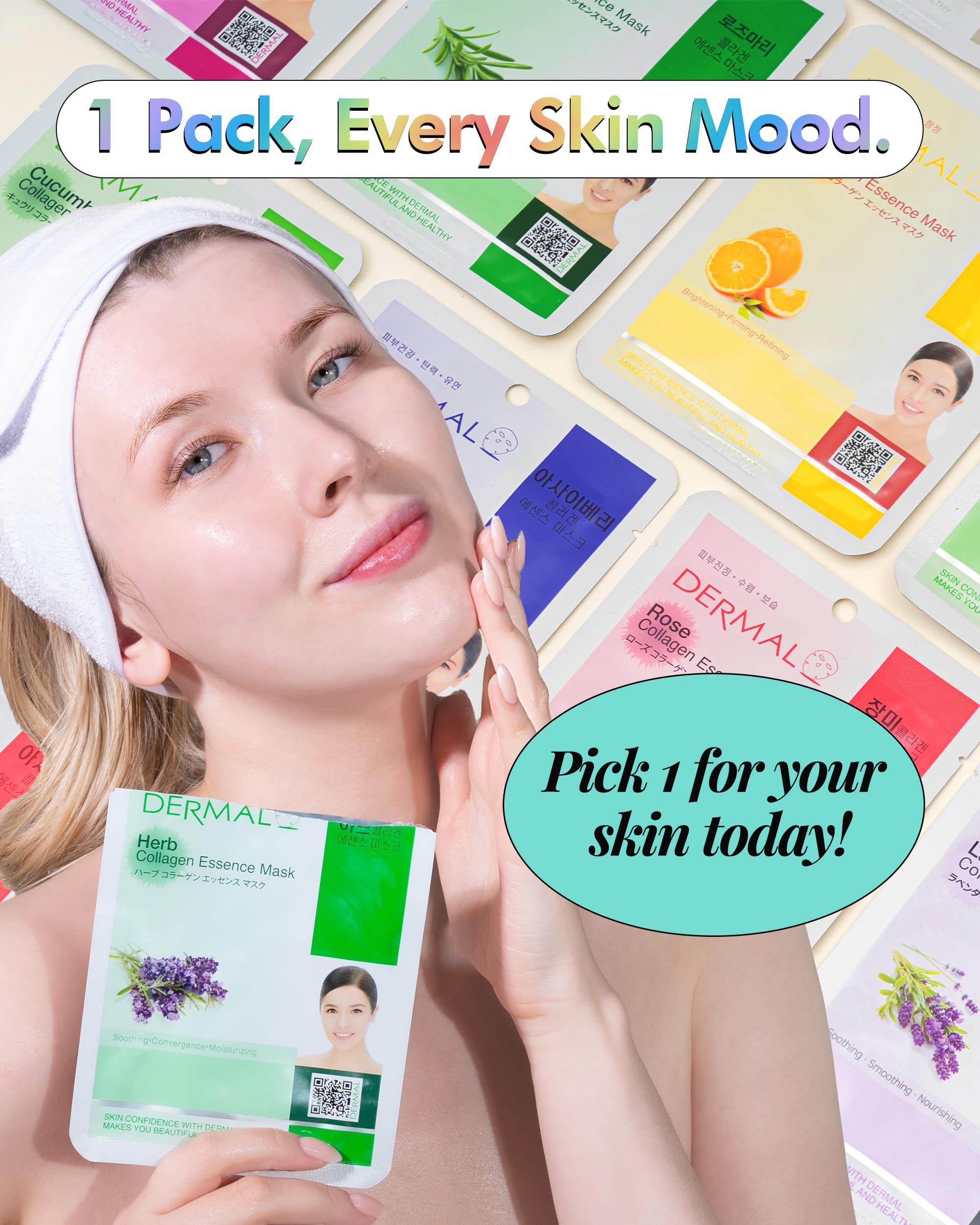 DERMAL 24 Combo Pack Made in Korea Facial Mask – 20+ Years of K-Beauty Experience,