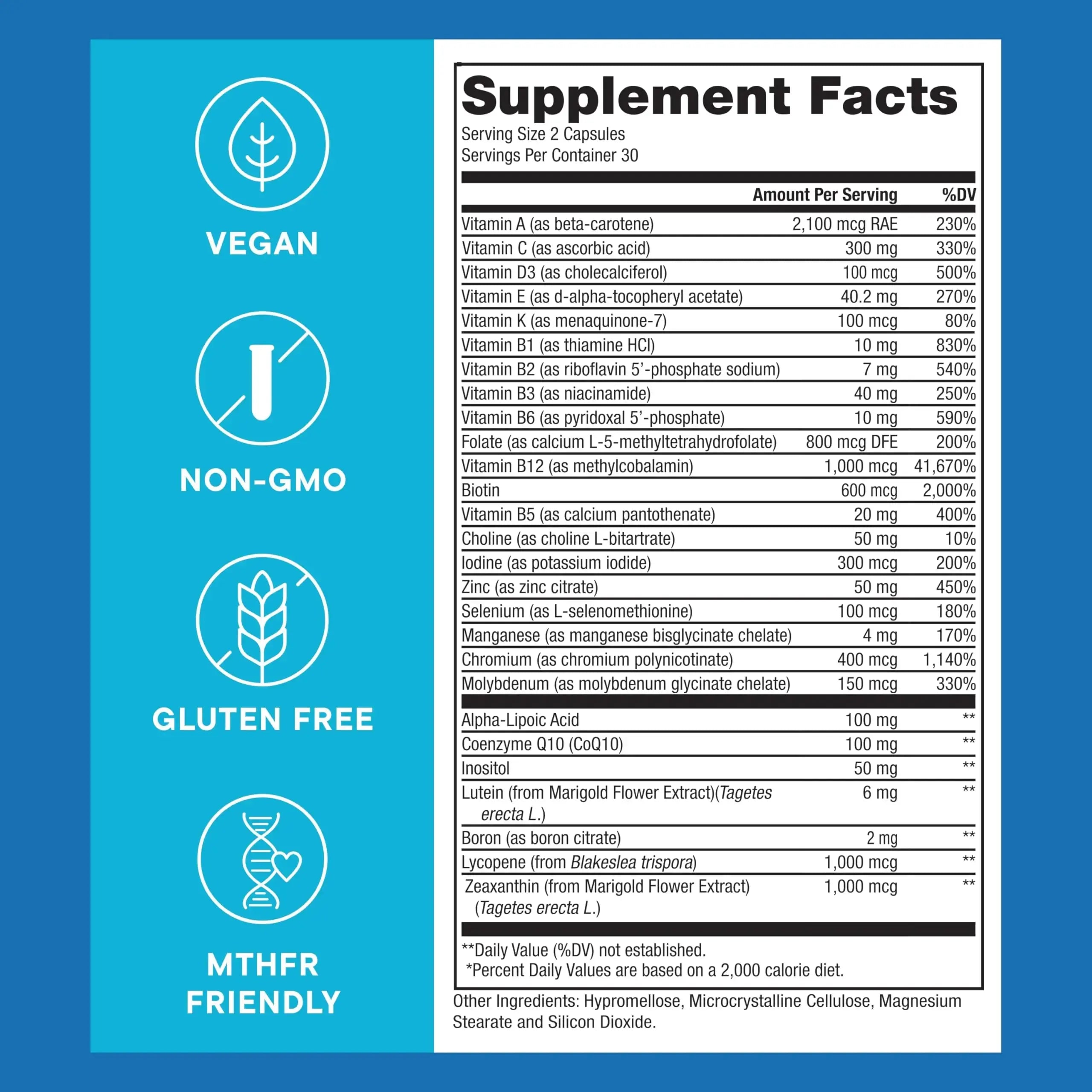 Purest® Methylated Multivitamin for Men & Women | Methylated B12 1000mcg, Biotin, B Complex with 600mcg Vitamin D, Vitamin C, E, A, Methylfolate | Super Natural Goods Au supplements
