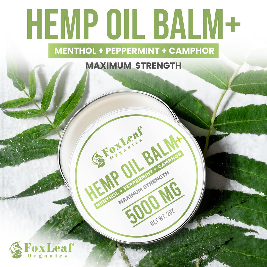 Hemp Oil Balm with Arnica, Camphor, Menthol & Peppermint, Herbal Cooling Balm for Muscles, Joints, Knees, Back & Body, Made in USA, 2oz FOXLEAF Au supplements