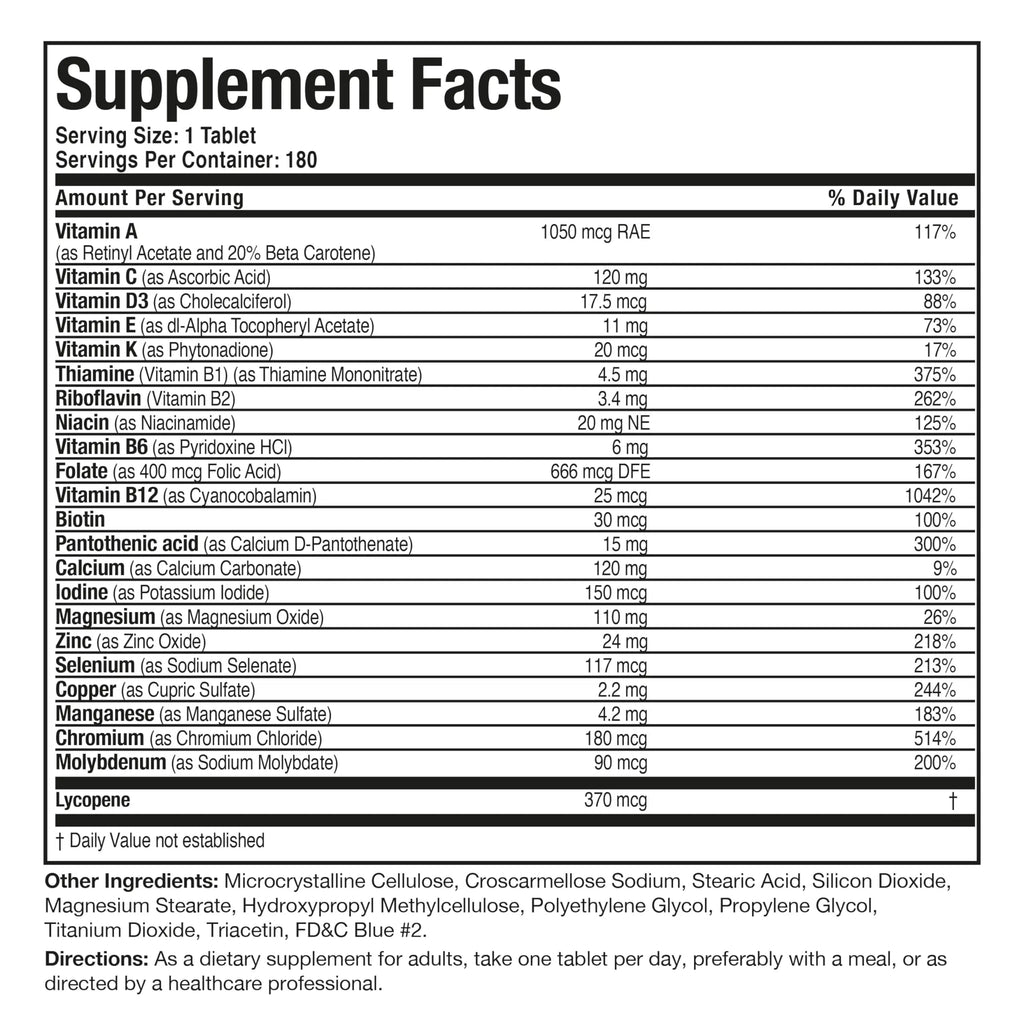 Bronson ONE Daily Mens 50+ Complete Multivitamin Multimineral, 180 Tablets Bronson Au supplements
