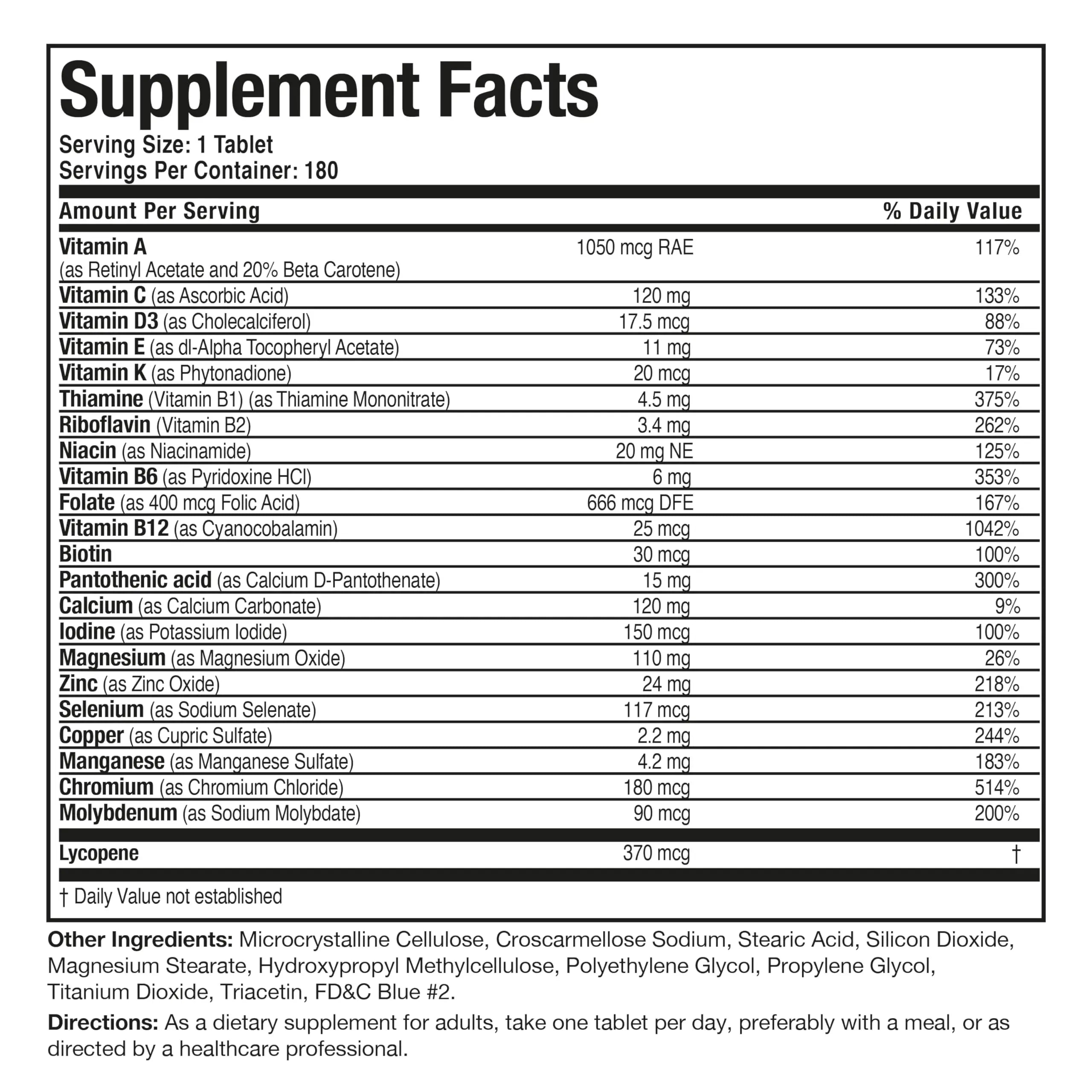 Bronson ONE Daily Mens 50+ Complete Multivitamin Multimineral, 180 Tablets Bronson Au supplements