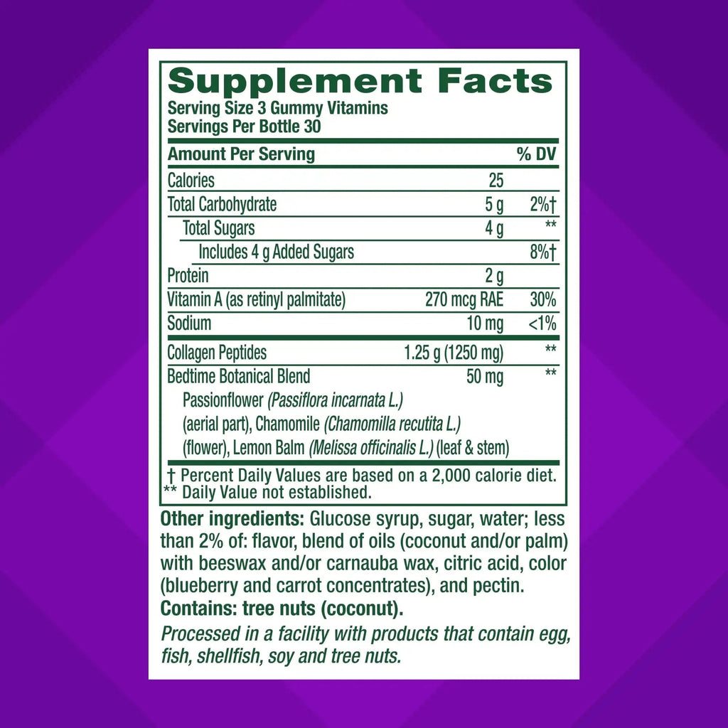 vitafusion Nighttime Skin Support (1), Beauty Supplement with Retinol (Vitamin A RAE), Collagen & Bedtime Botanicals Vitafusion Au supplements