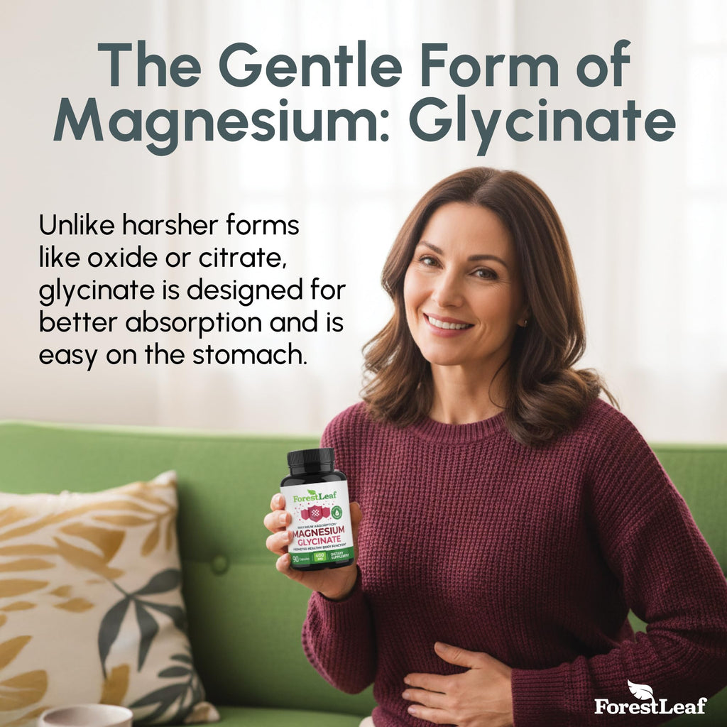 Pure Magnesium Glycinate 400mg Serving - High Absorption Magnesium Glycinate - Mag Bisglycinate for Stress, Bones, Muscles, Nerves,