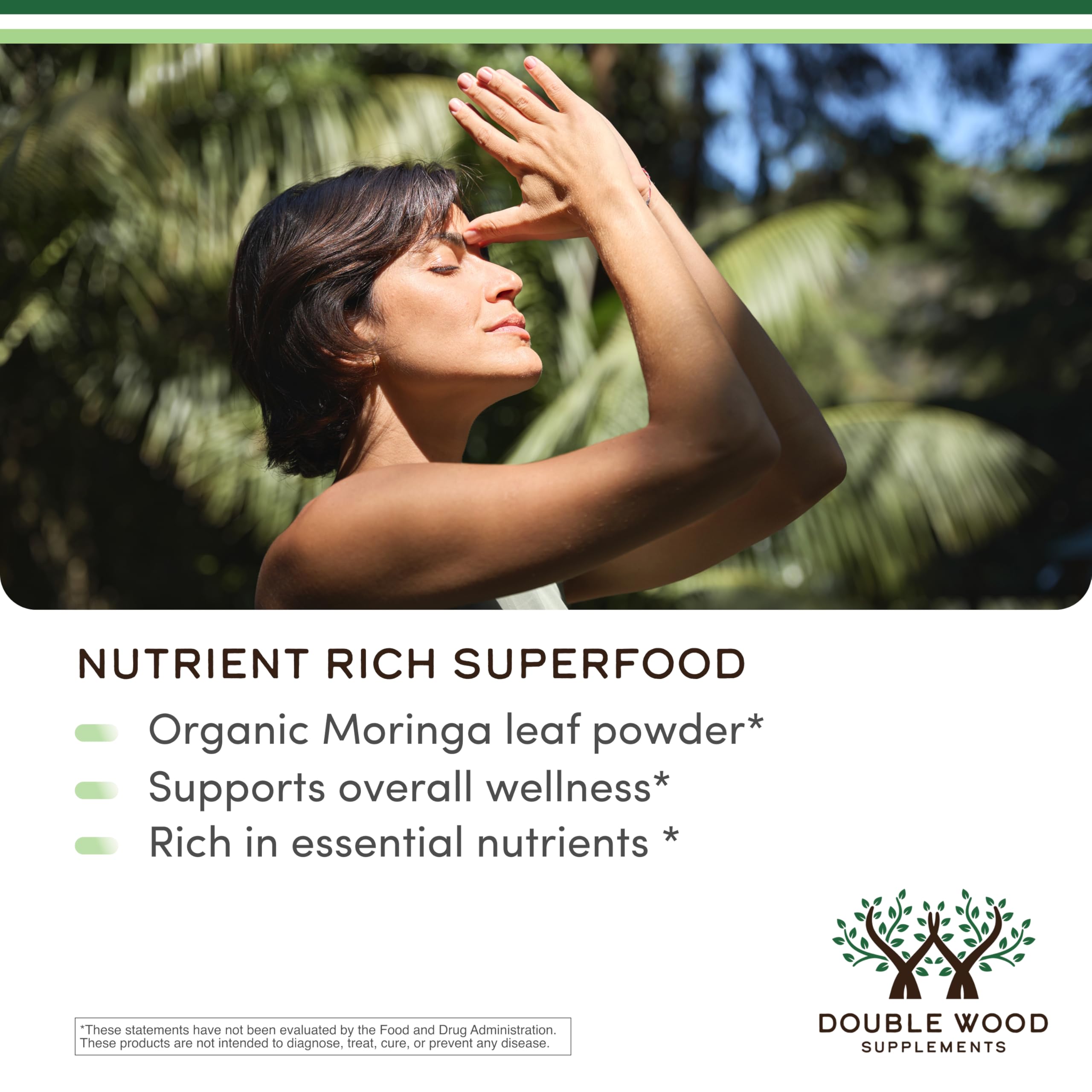 DWS Organic Moringa Capsules 1000mg - Pure Moringa Powder for Energy & Immune Support - Green Superfood Rich in Antioxidants