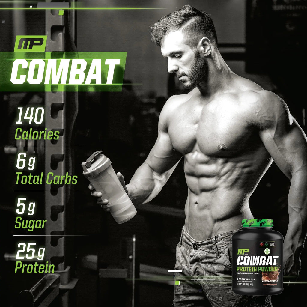MusclePharm Combat Protein Powder, Chocolate Milk - 4 lb - Gluten Free - 52 Servings Muscle Pharm Au supplements