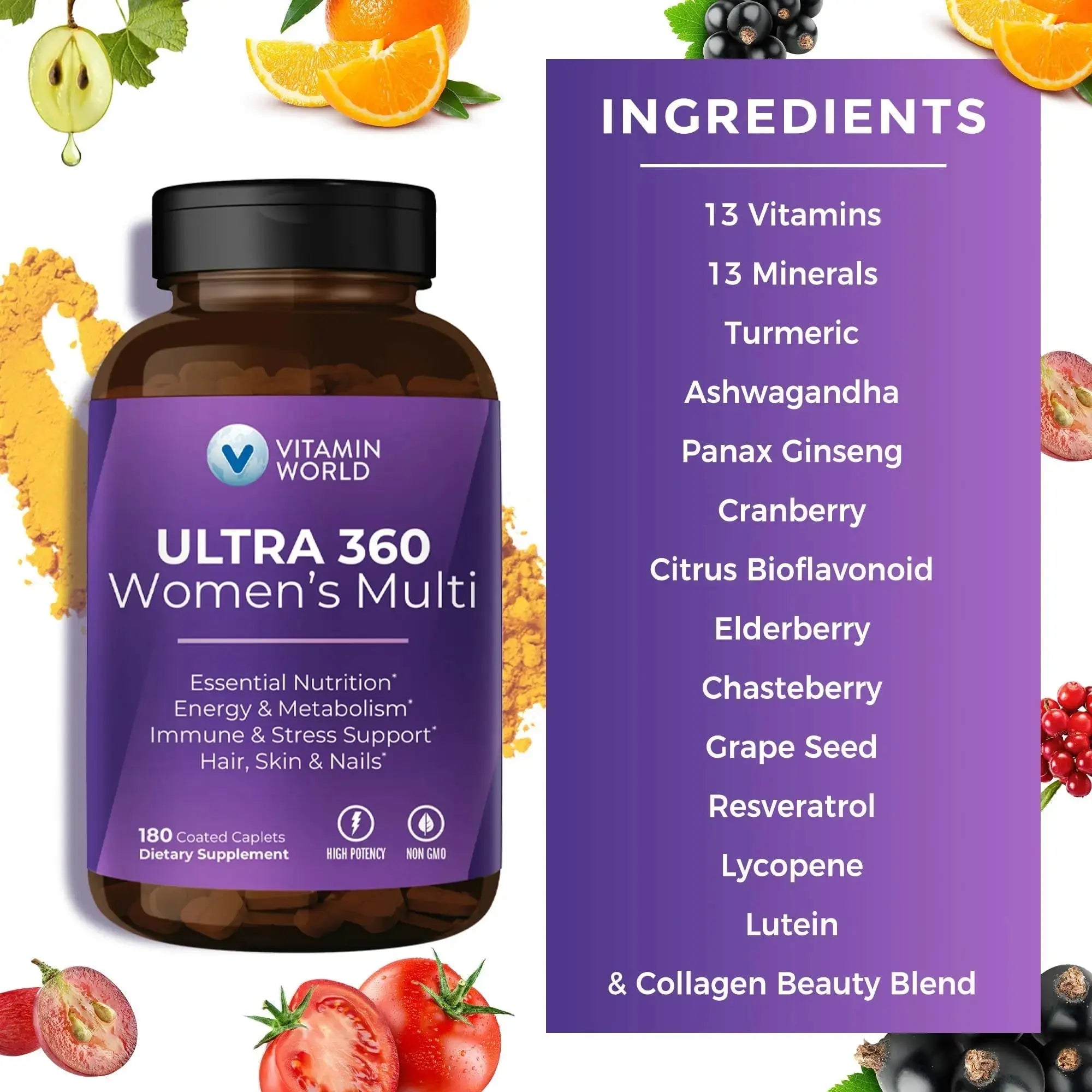 Vitamin World Ultra 360 Multivitamin for Women, Women's Multivitamin with Herbs & Collagen for Hair, Skin & Nails, Supplement with Iron, Vitamin A, B, C, D, E Vitamin World Au supplements