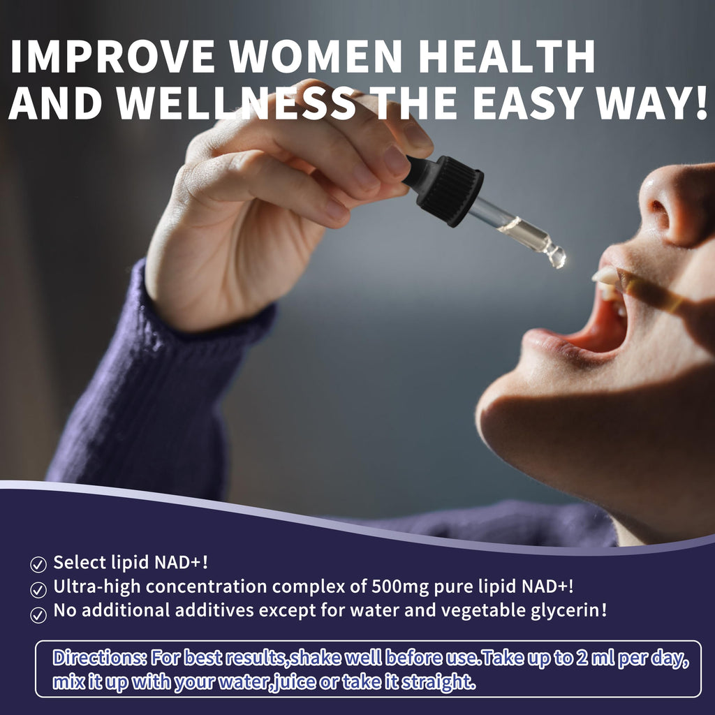 Women's NAD Liquid Supplement, Pure 500mg Liposomal NAD - Cell Regeneration，Energy Support, Vegan,Sugar Free，Additives Free Hudetex Au supplements
