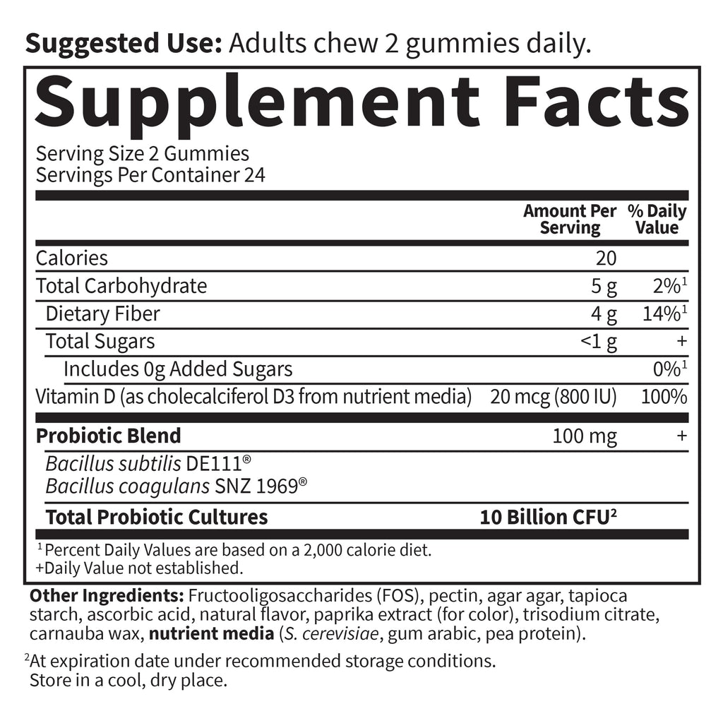 Garden of Life Dr Formulated 10 Billion CFU Prebiotic Fiber & Probiotic Gummies with Vitamin D3 for Digestive and Immune Health – Gluten Free, Non GMO