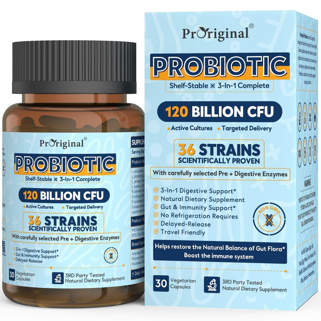 Probiotics for Women & Men 120 Billion CFU with 36 Probiotic Strains for Digestive Health and Gut Health, Delayed Release Capsules, Stomach Acid Resistant,