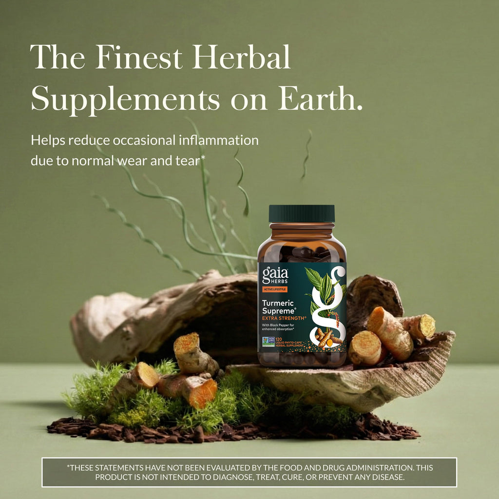 Gaia Herbs Turmeric Supreme Extra Strength - Supports Occasional Discomfort from Normal Wear & Tear* - with Turmeric Curcumin & Black Pepper