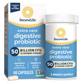 Renew Life Extra Care Digestive Probiotic Capsules, 50 Billion CFU Guaranteed, Daily Supplement Supports Immune, Digestive, Respiratory Health(1), L. Rhamnosus GG