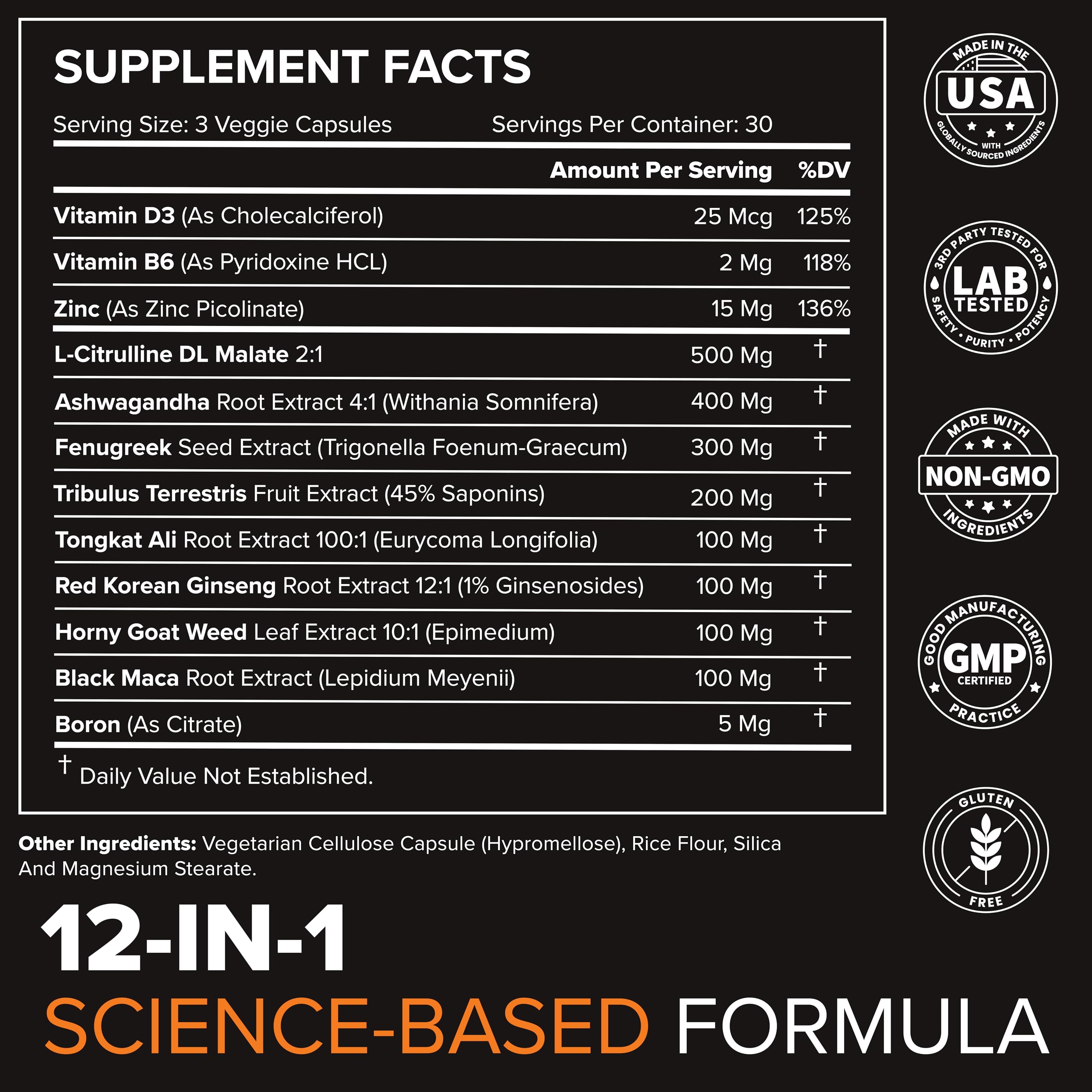 STRIVLABS Peak Potential 12-in-1  Support for Men – Fenugreek, Ashwagandha & Tongkat Ali – Natural Strength