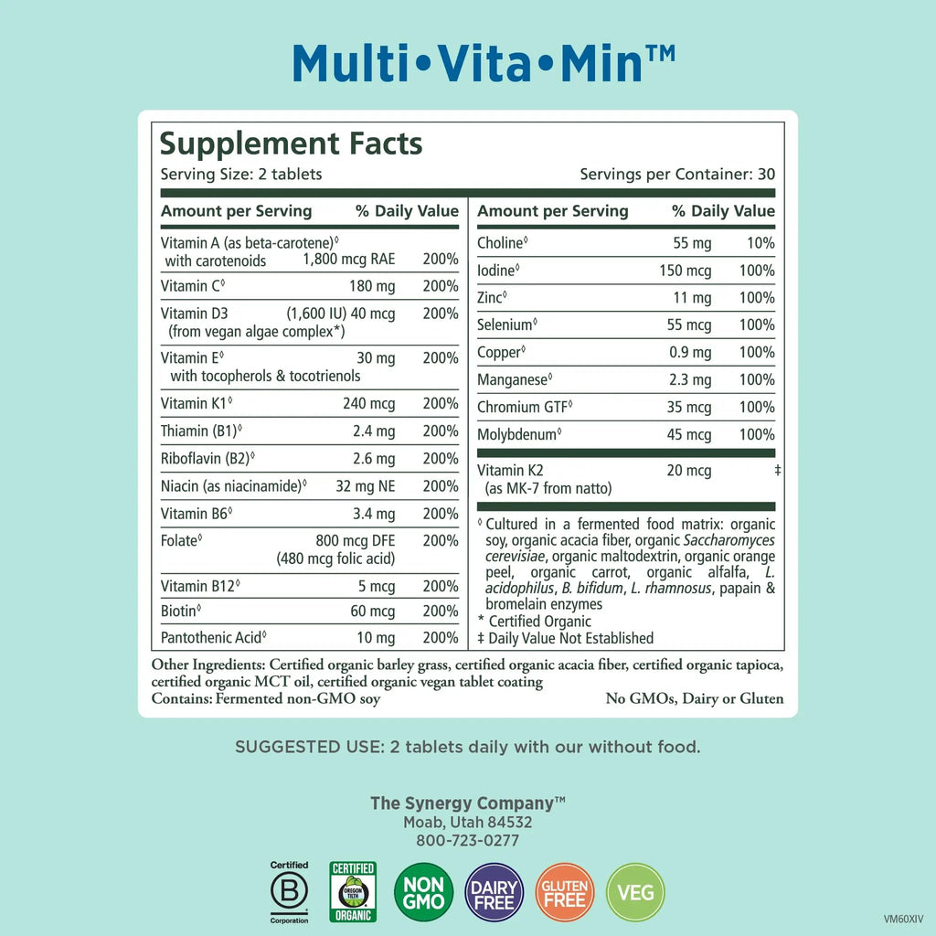 PURE SYNERGY Multi·Vita·Min | Vegan Multivitamin Made with Organic Whole Foods | Twice Daily Supplement for Men and Women PURE SYNERGY Au supplements