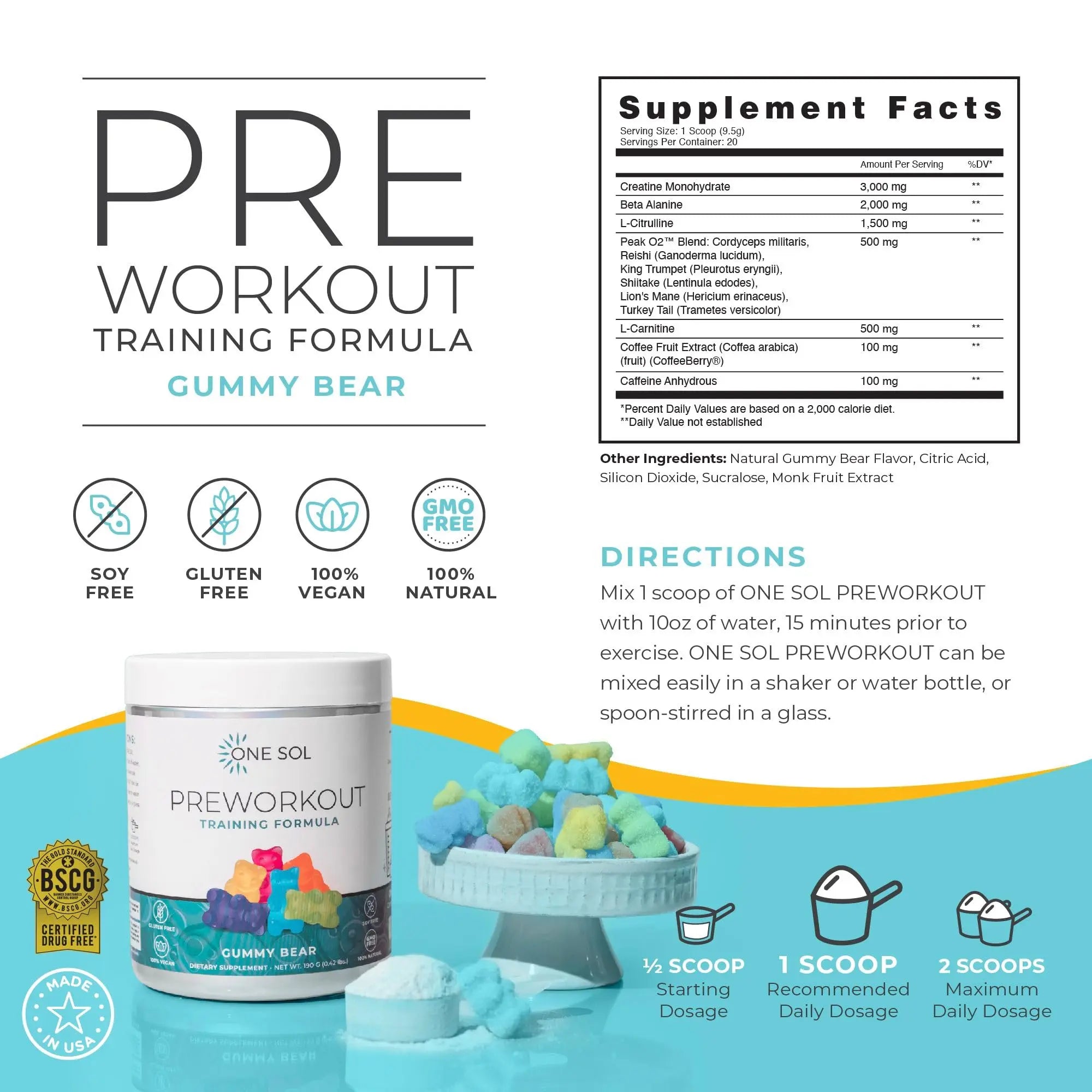 One Sol Pre-Workout for Women, Enhanced Pump & Focus, No Jitters Or Crash, Natural One Sol Au supplements