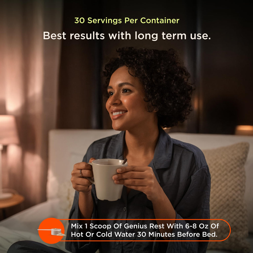 The Genius Brand Genius Rest Nootropic – Melatonin-Free Sleep Support Supplement for Calm & Relaxation – Lemon Tea – 30 Servings The Genius Brand Au supplements