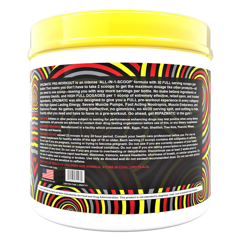 Spazmatic Pre-Workout Powder - 400mgs Caffeine - 6 Grams Pure Citrulline for Muscle TIM MURIELLO'S SPAZMATIC PRE-WORKOUT DRINK Au supplements