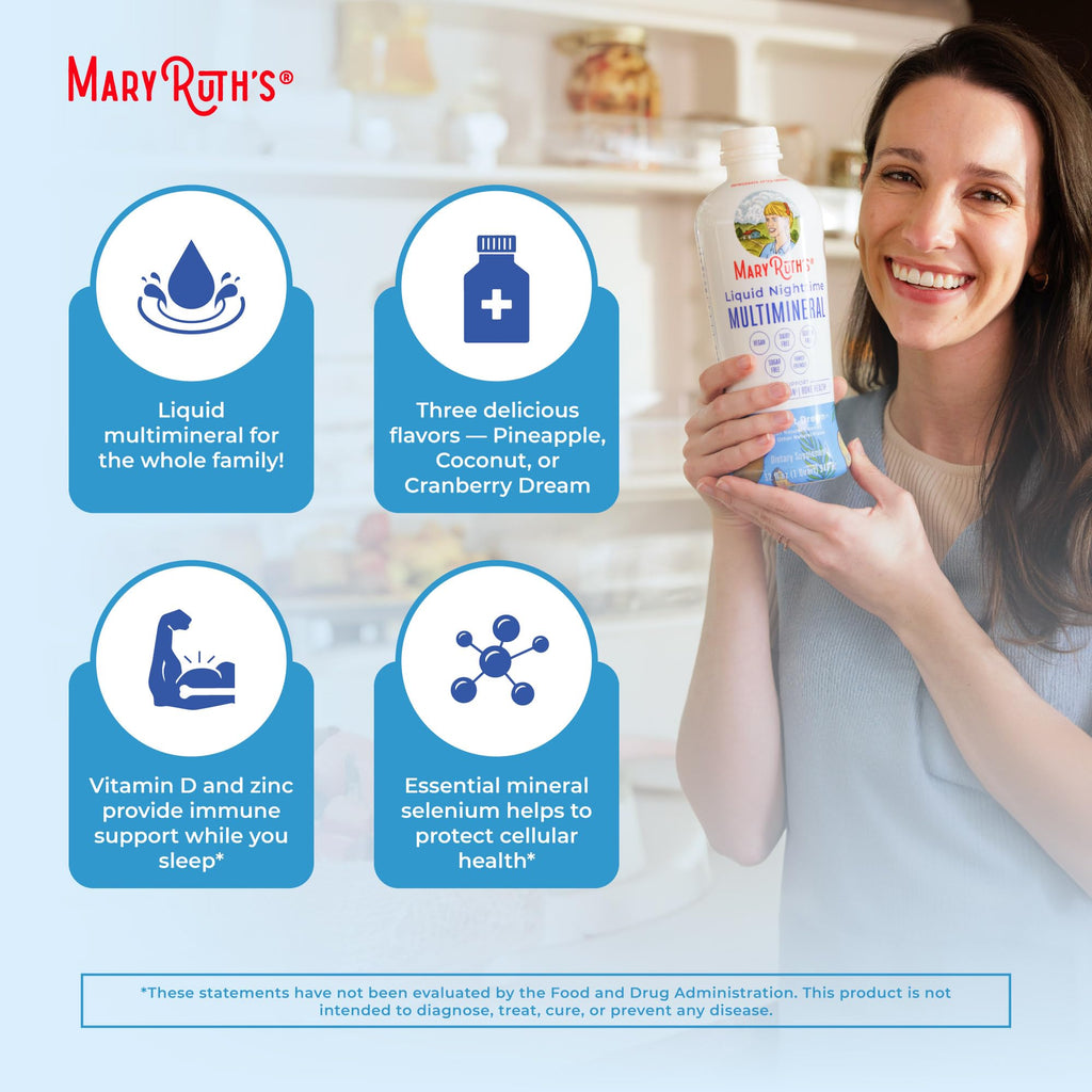 MaryRuth Organics Liquid Nighttime Multimineral | No Melatonin | Bedtime Routine | Magnesium Citrate | Calcium | Zinc | Vitamin D3| Available in 4 Flavors - Vegan | Sugar Free | Gluten Free | 32 Oz MARYRUTH'S Au supplements
